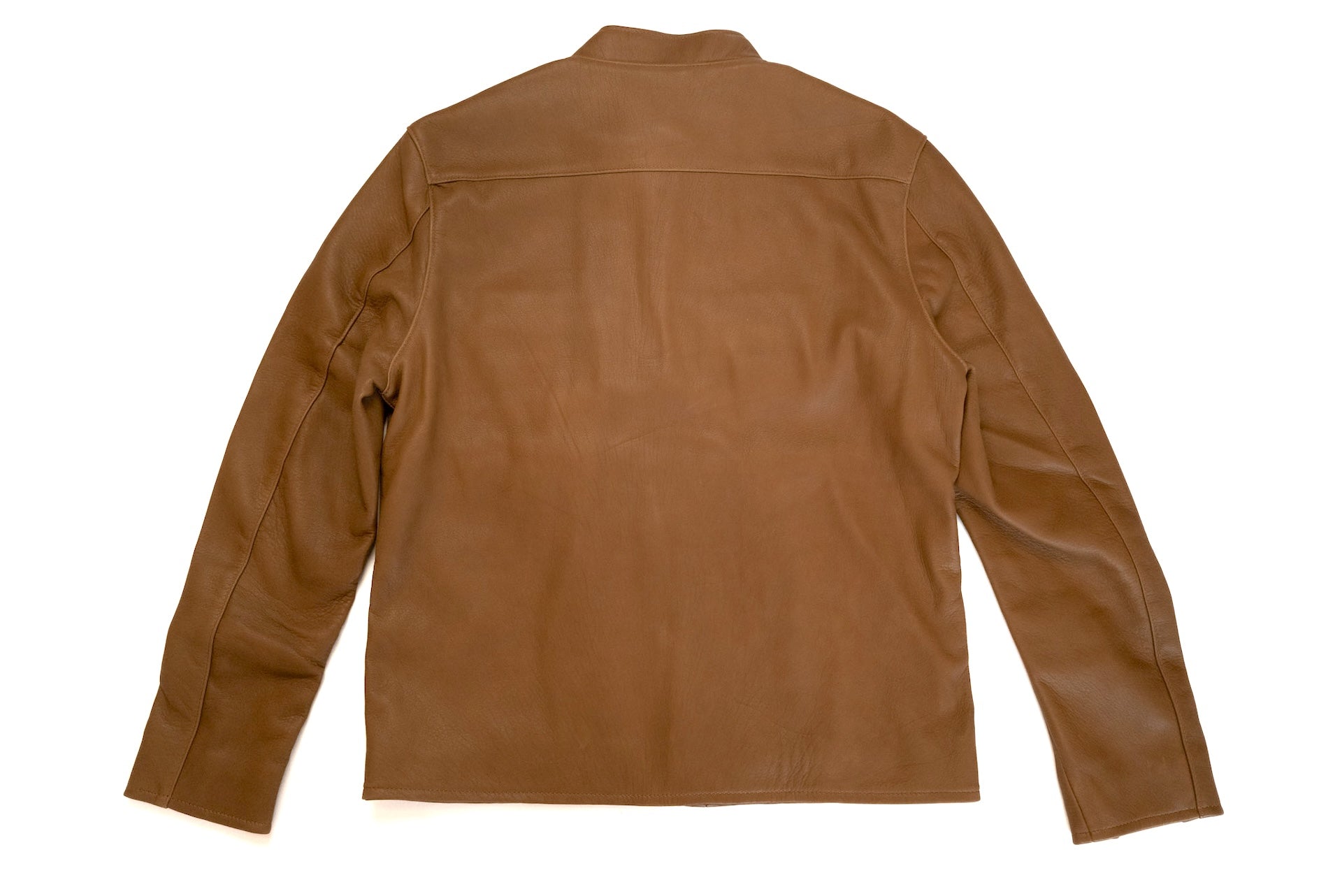 The Flat Head X CORLECTION Deerskin Stand Collar Single Riders Jacket (Brown)