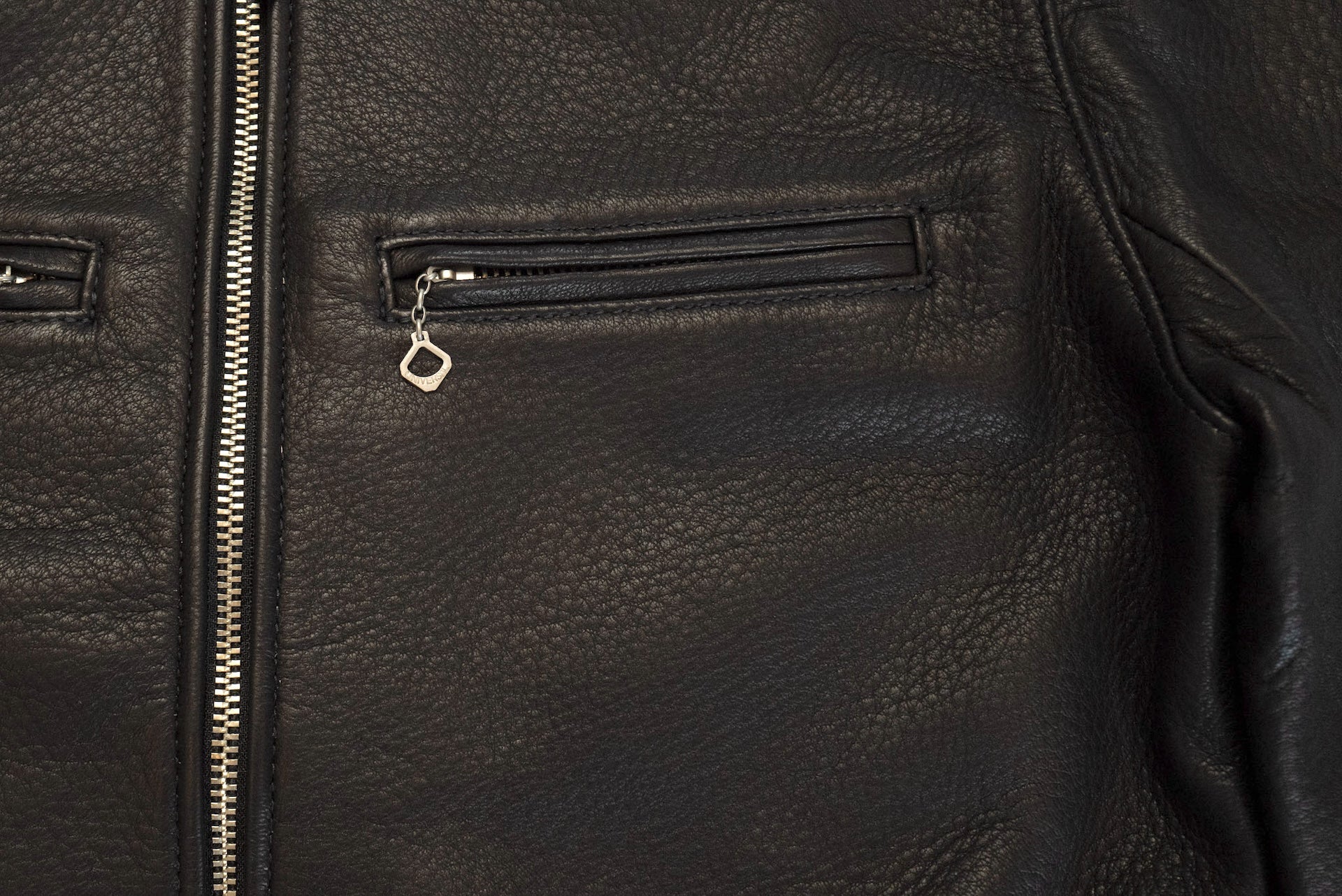 The Flat Head X CORLECTION Deerskin Stand Collar Single Riders Jacket (Black)