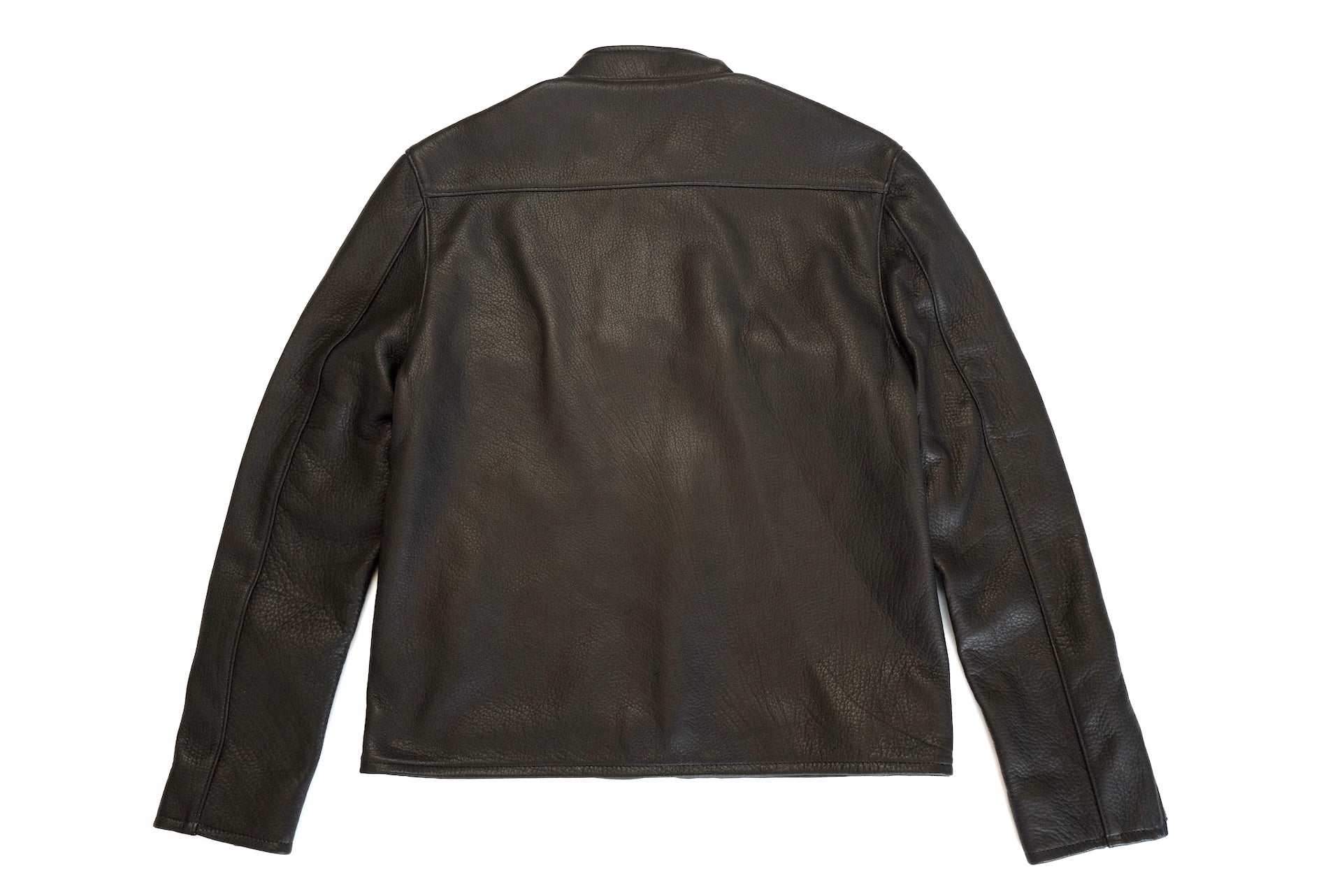 The Flat Head X CORLECTION Deerskin Stand Collar Single Riders Jacket (Black)