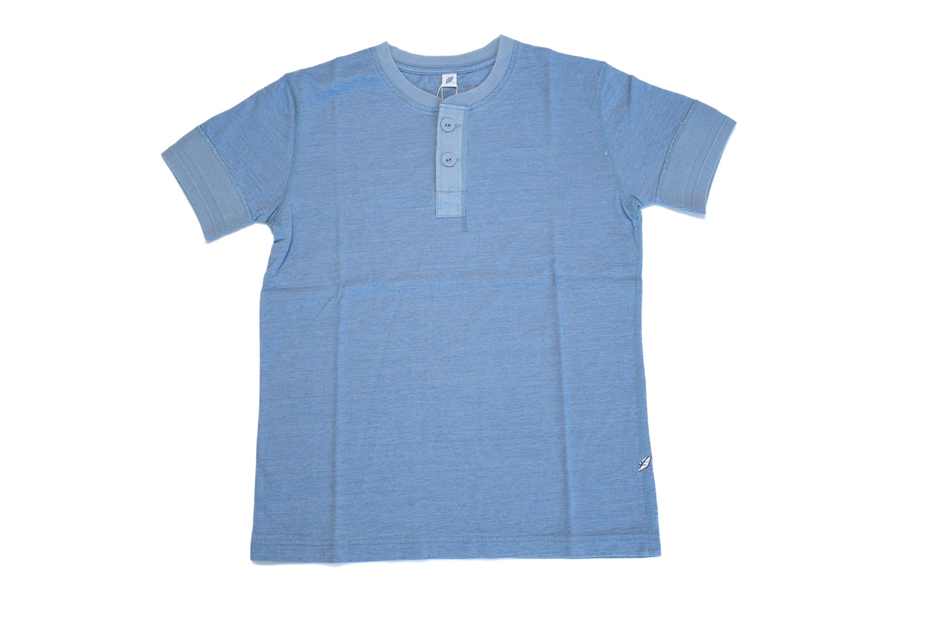 Pure Blue Japan 6.5oz "Signature" Indigo Dyed Henley Tee (Icy Indigo)
