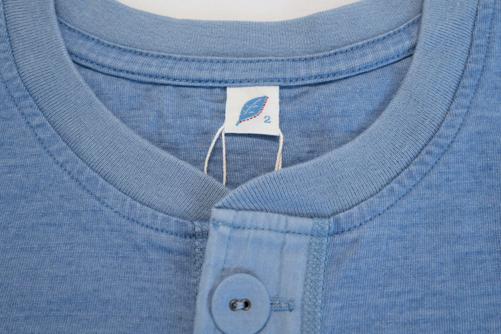 Pure Blue Japan 6.5oz "Signature" Indigo Dyed Henley Tee (Icy Indigo)