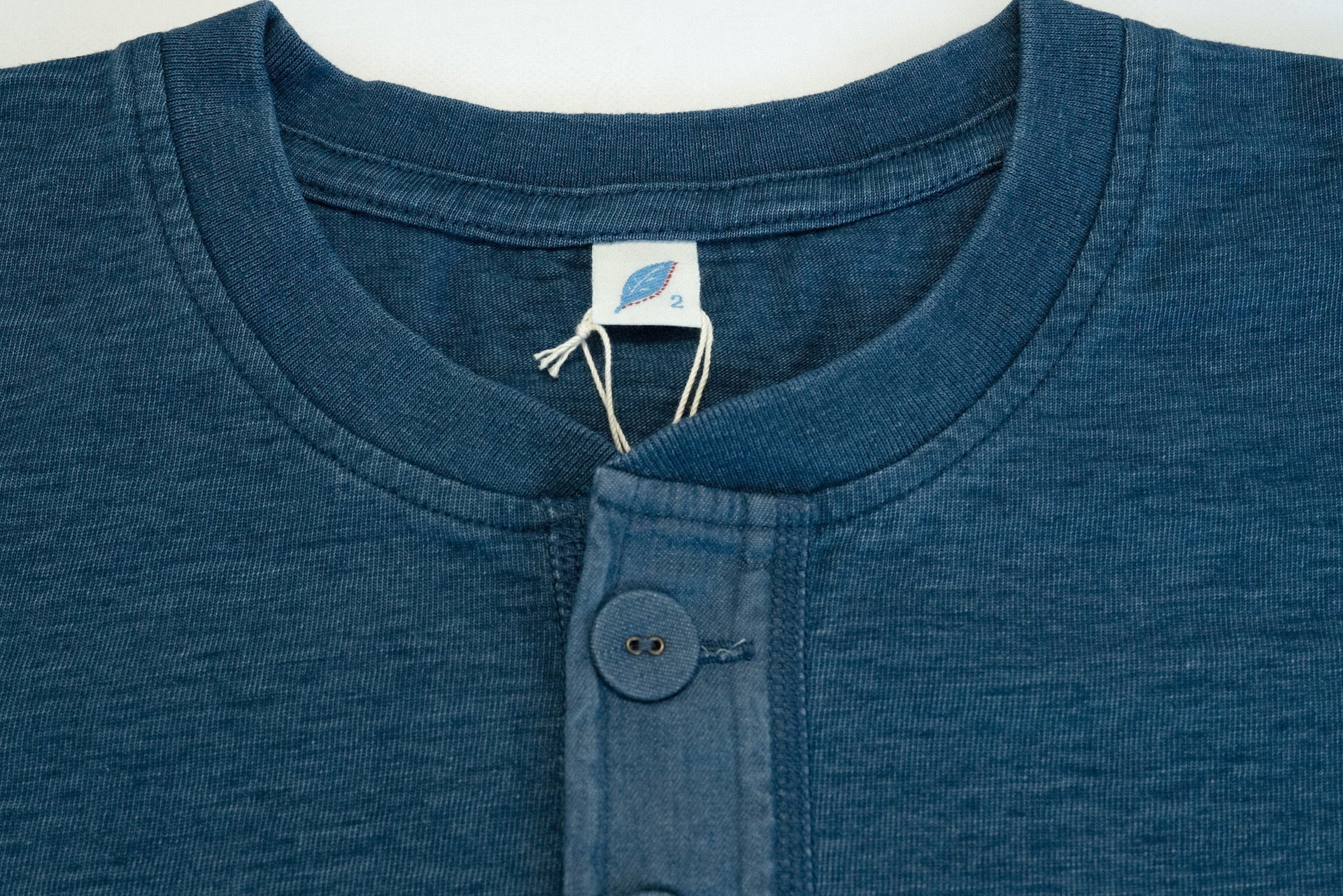 Pure Blue Japan 6.5oz "Signature" Indigo Dyed Henley Tee (Greencast Indigo)