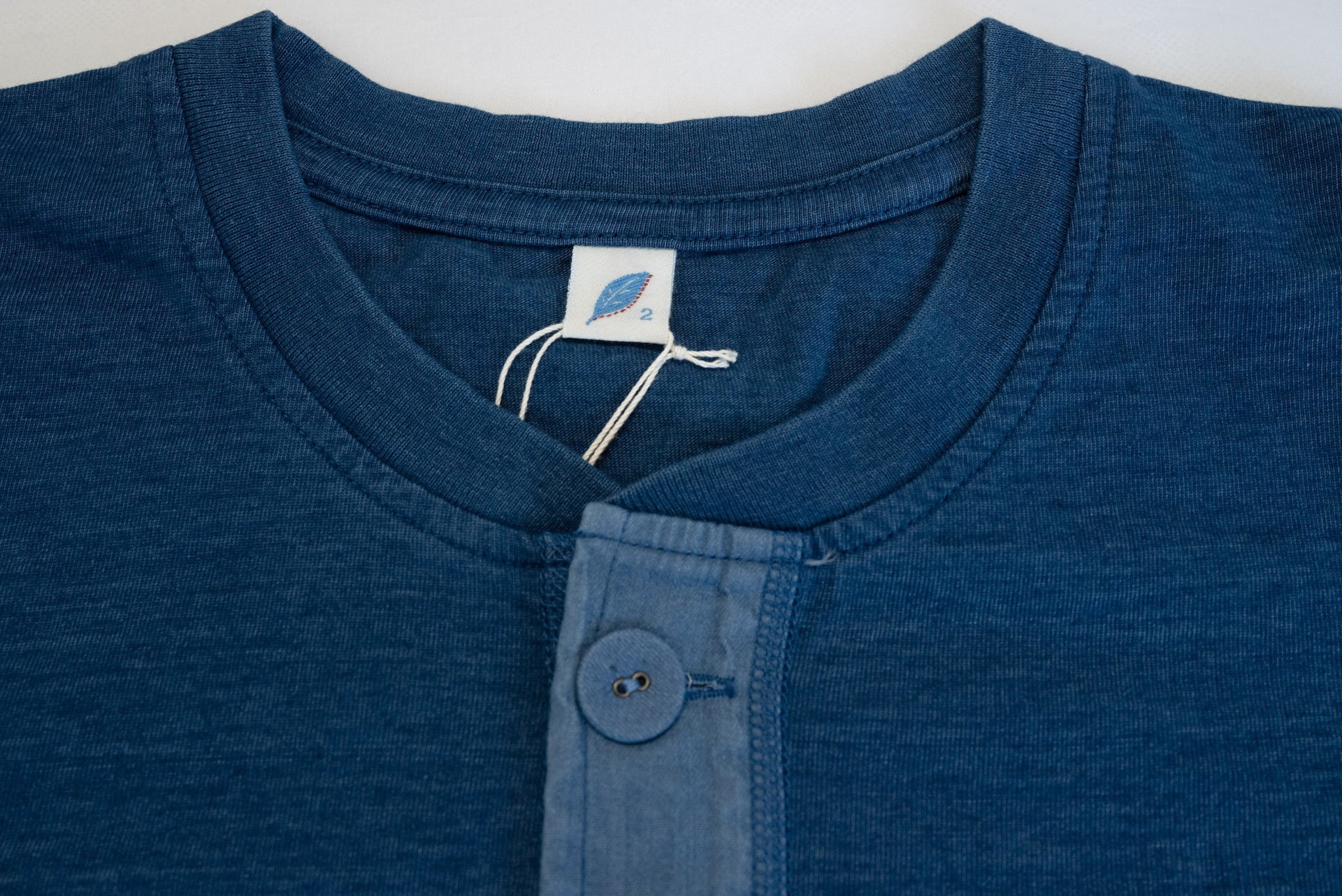Pure Blue Japan 6.5oz "Signature" Indigo Dyed Henley Tee (Genuine Indigo)