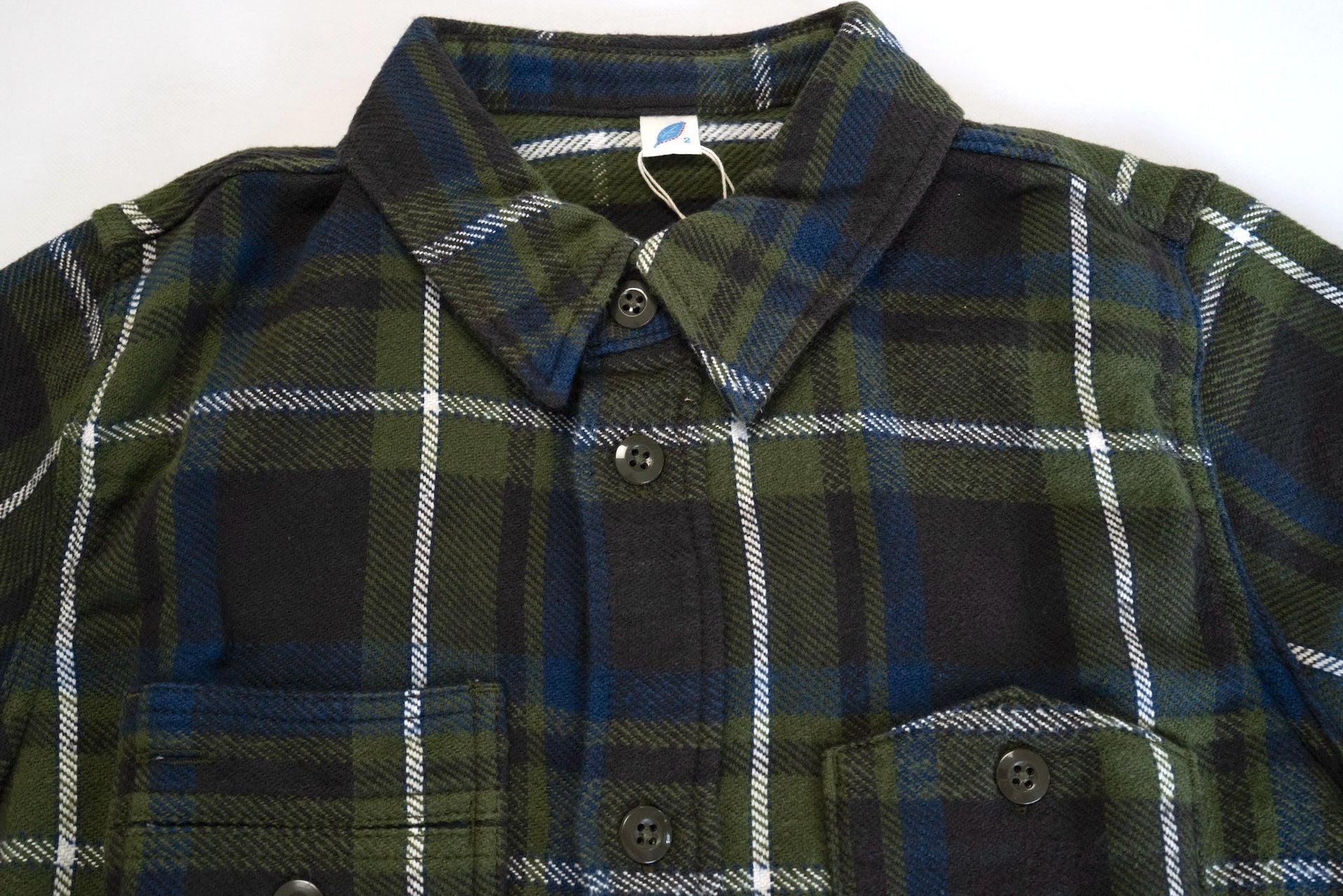 Pure Blue Japan 11oz Raised Flannel Early Workshirt (Olive)