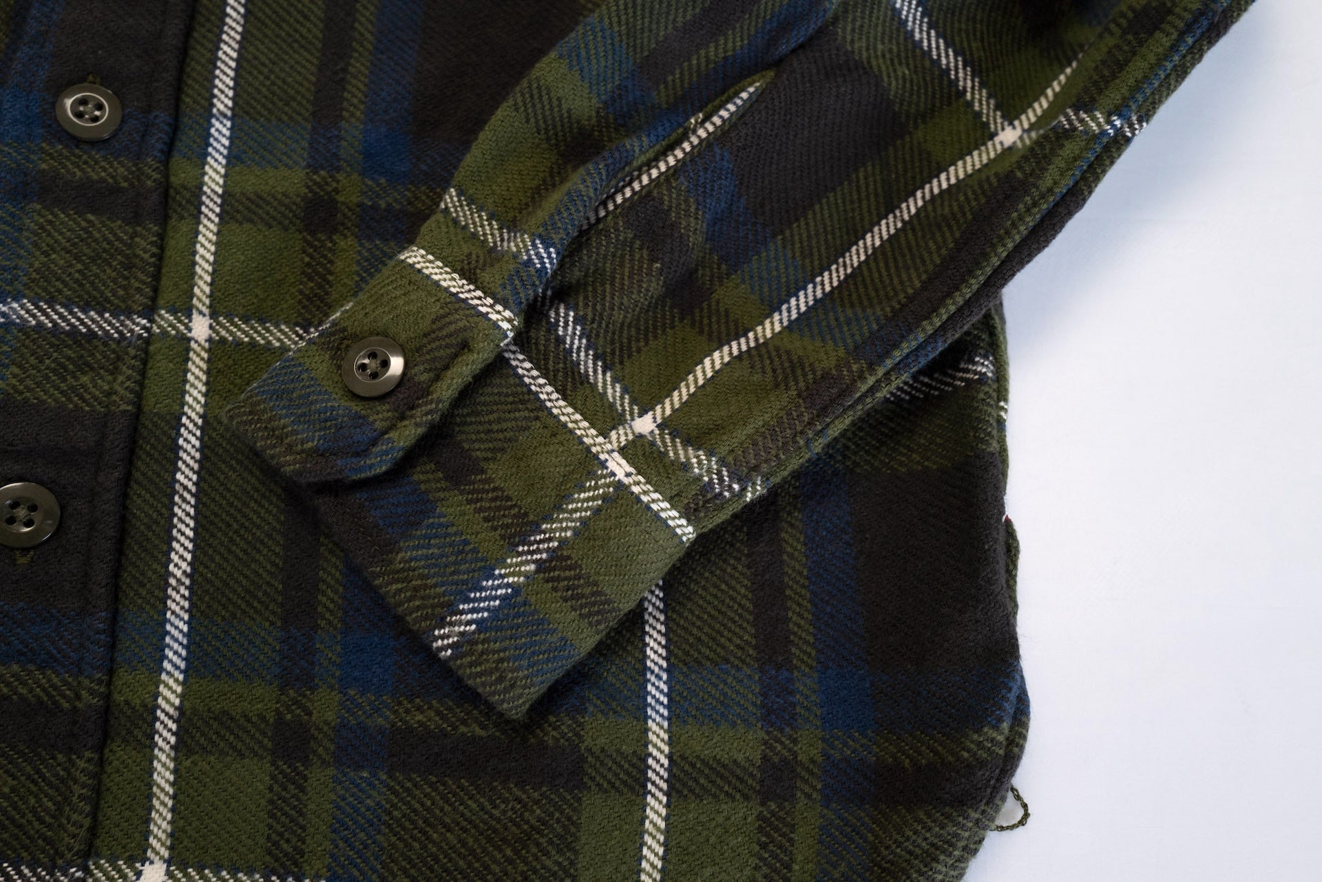 Pure Blue Japan 11oz Raised Flannel Early Workshirt (Olive)