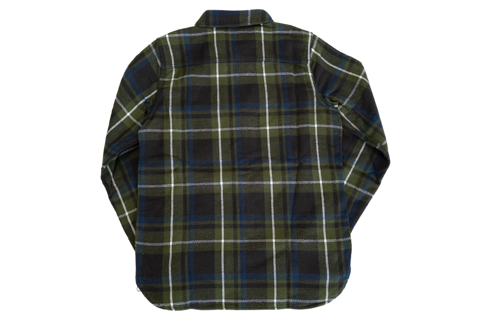 Pure Blue Japan 11oz Raised Flannel Early Workshirt (Olive)