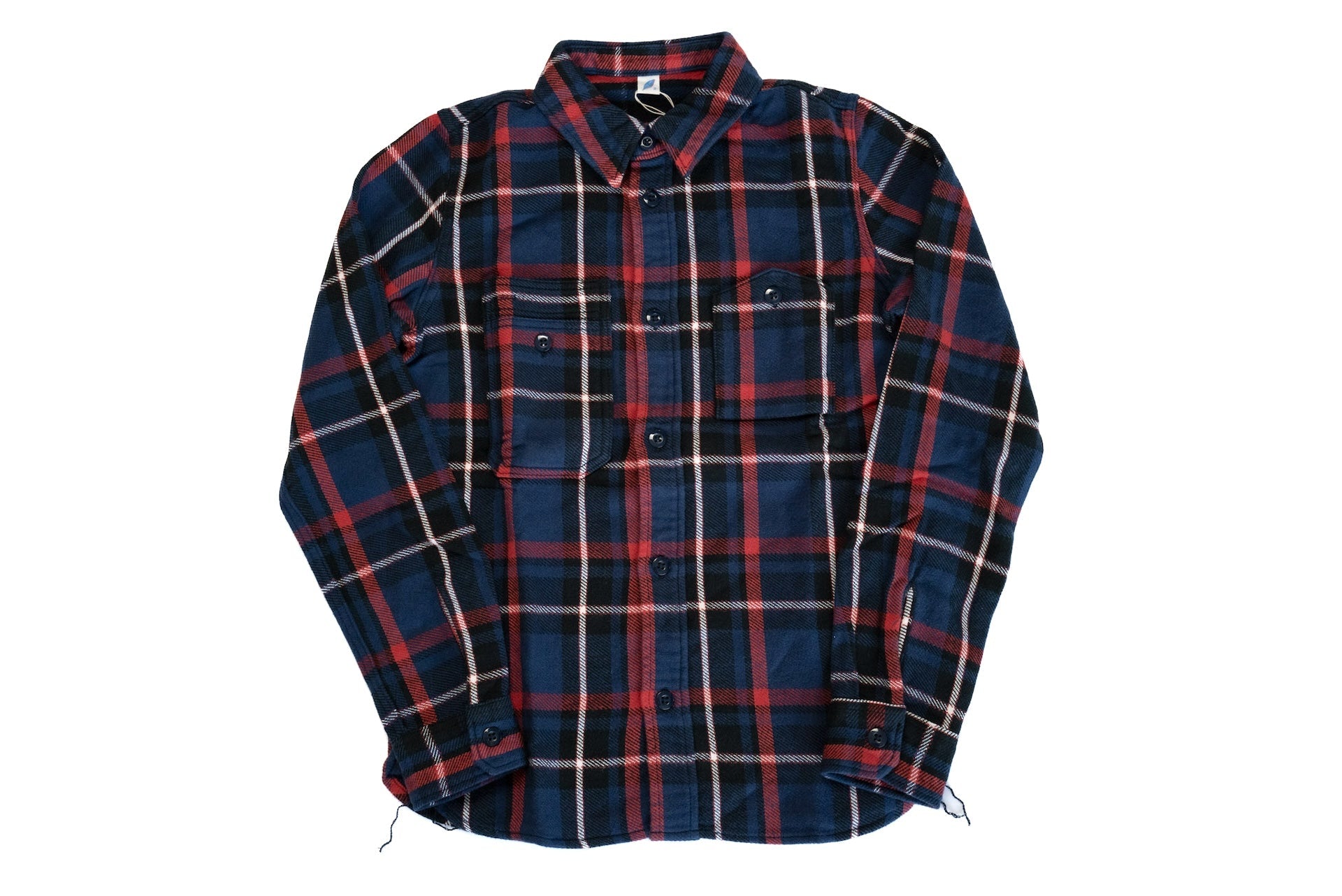 Pure Blue Japan 11oz Raised Flannel Early Workshirt (Navy X Red)