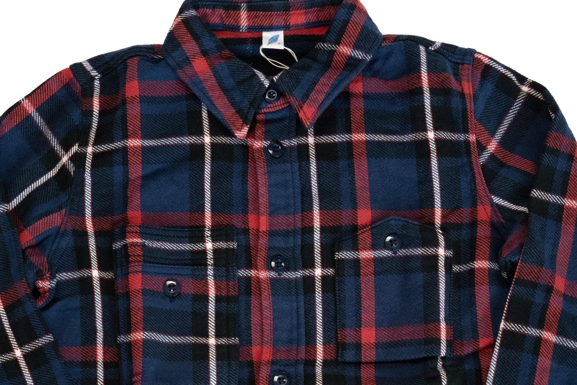 Pure Blue Japan 11oz Raised Flannel Early Workshirt (Navy X Red)