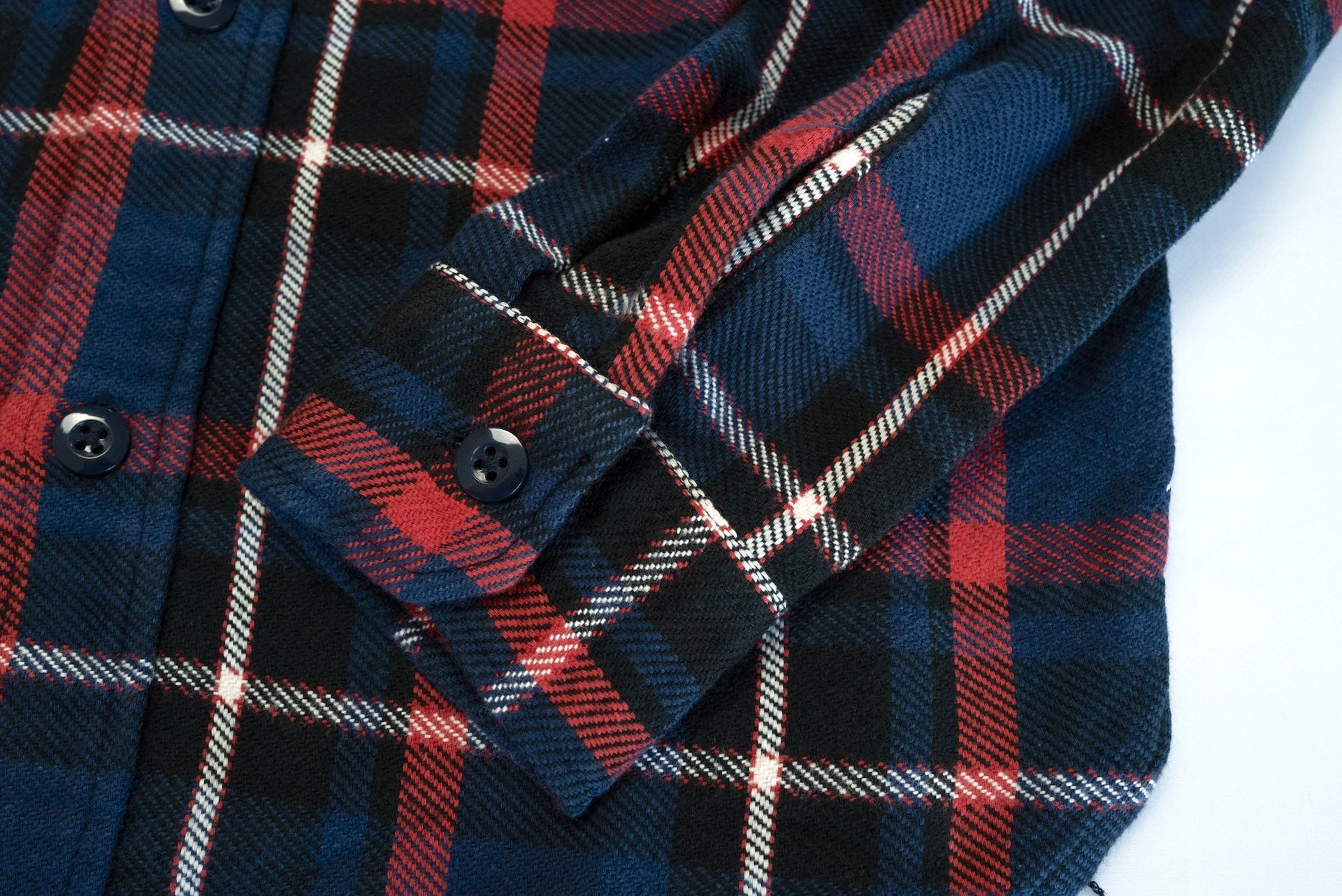 Pure Blue Japan 11oz Raised Flannel Early Workshirt (Navy X Red)