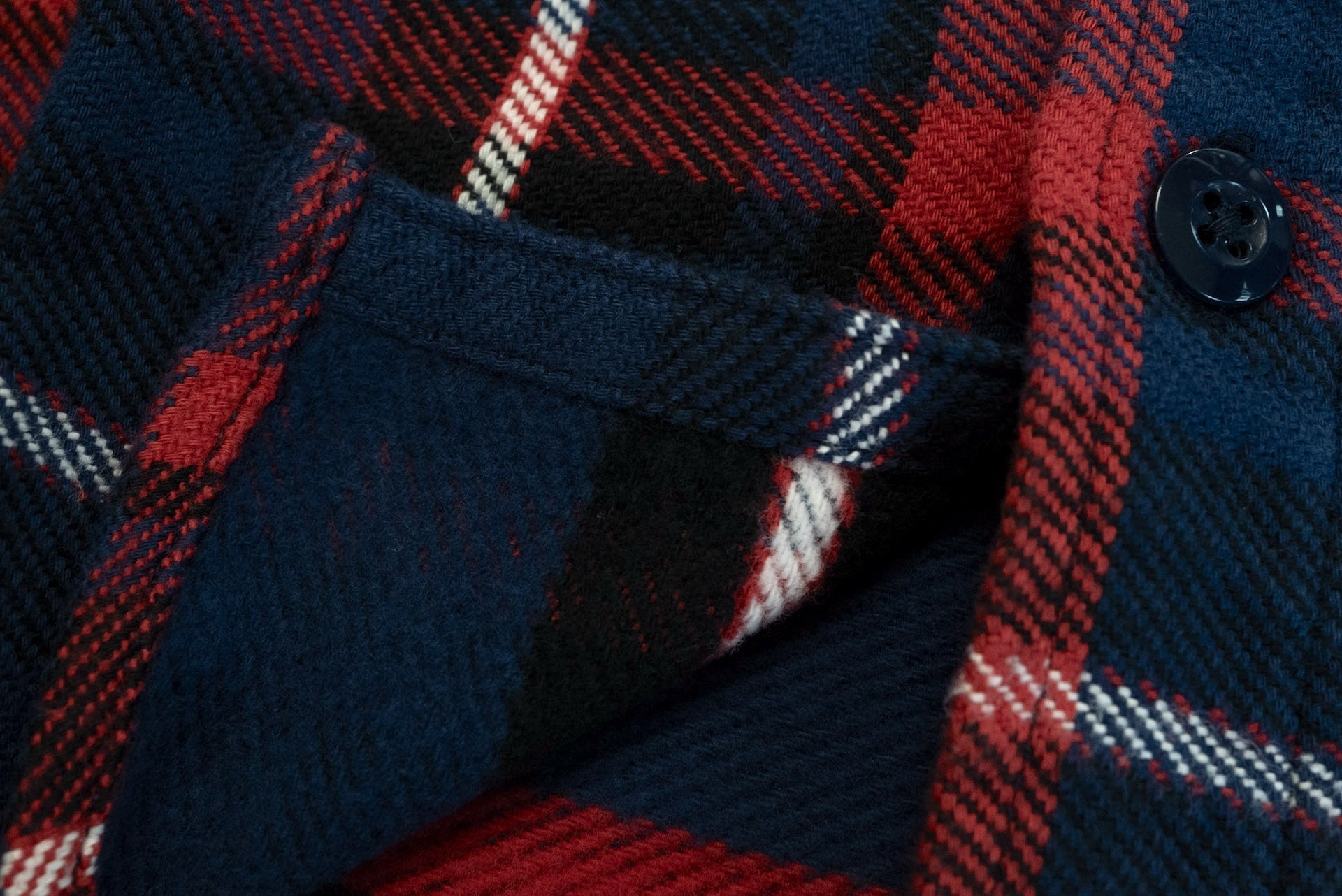 Pure Blue Japan 11oz Raised Flannel Early Workshirt (Navy X Red)