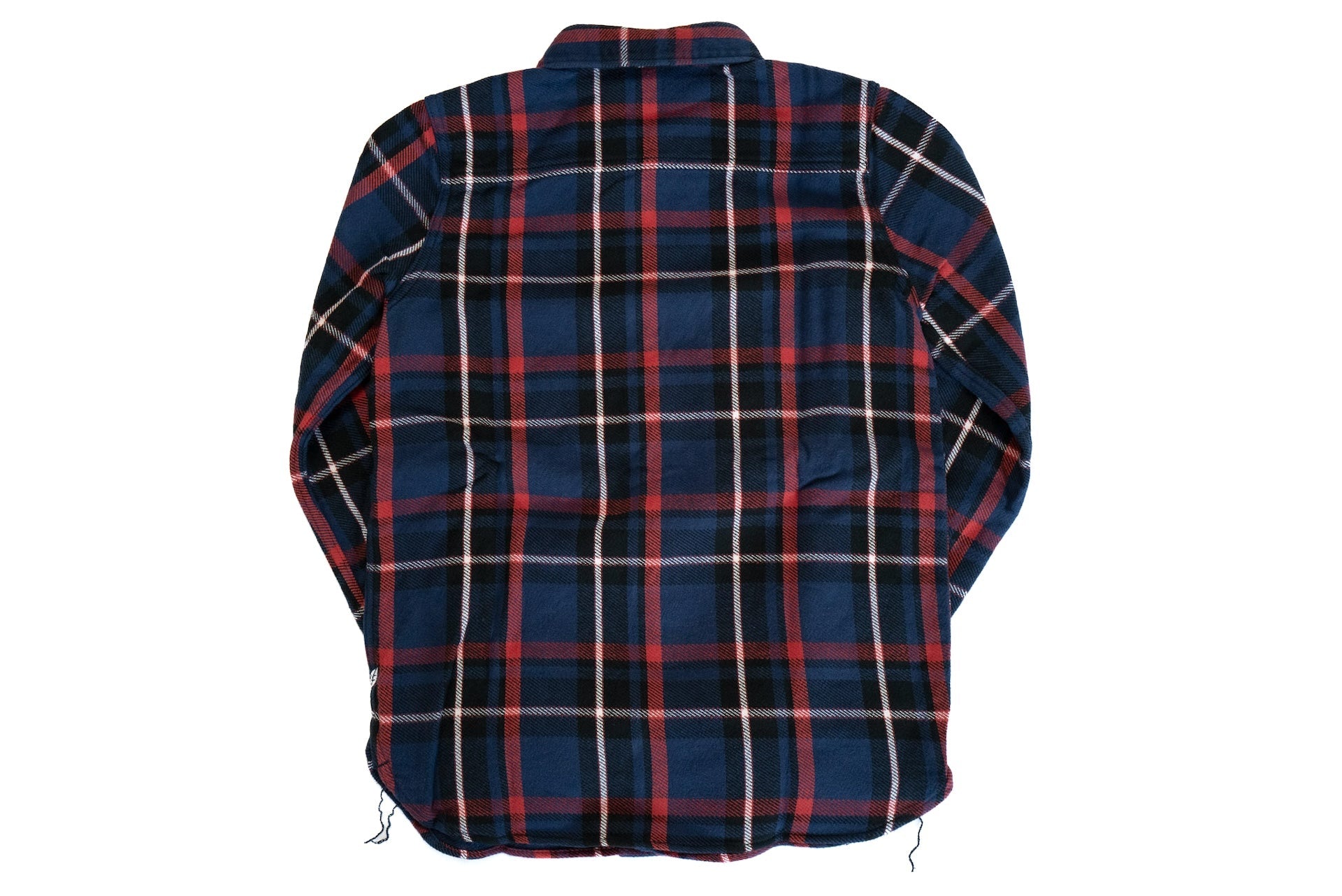 Pure Blue Japan 11oz Raised Flannel Early Workshirt (Navy X Red)