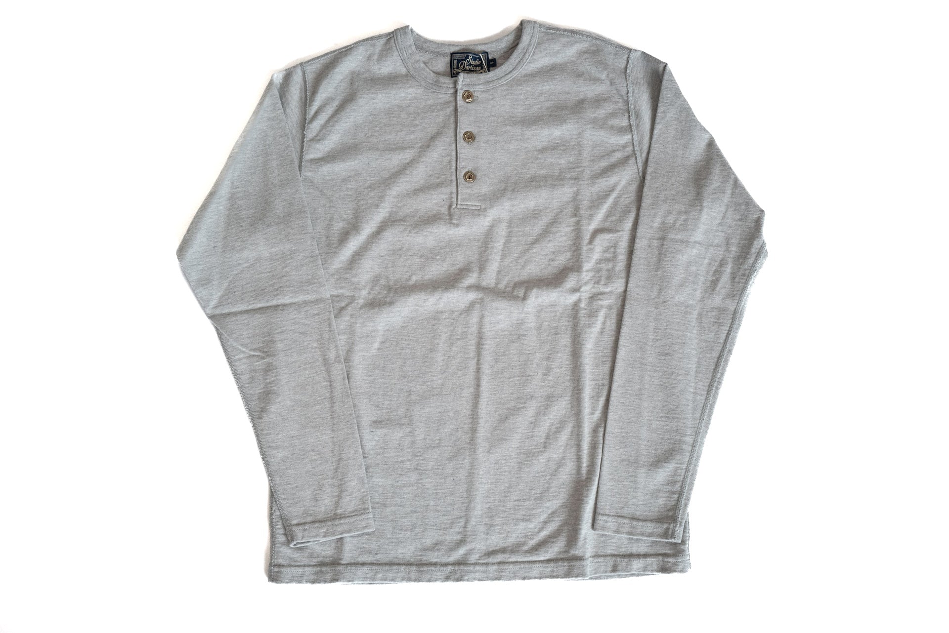 Studio D'Artisan X CORLECTION 7.5oz 'Suvin Gold' Ultimate Loopwheeled L/S Henley Tee (Heather Grey)