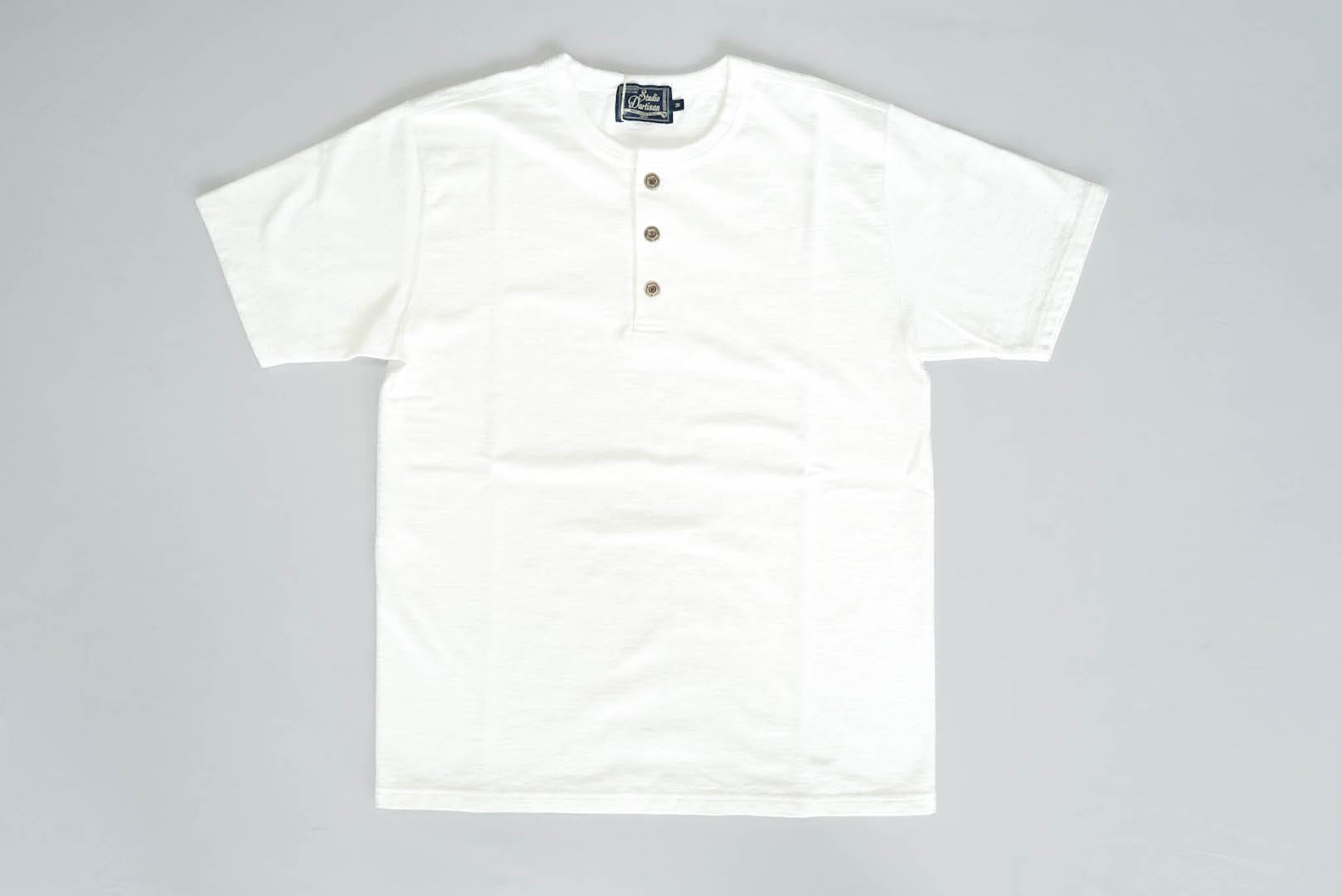 Studio D'Artisan X CORLECTION 7.5oz 'Suvin Gold' Ultimate Loopwheeled Henley Tee (White)
