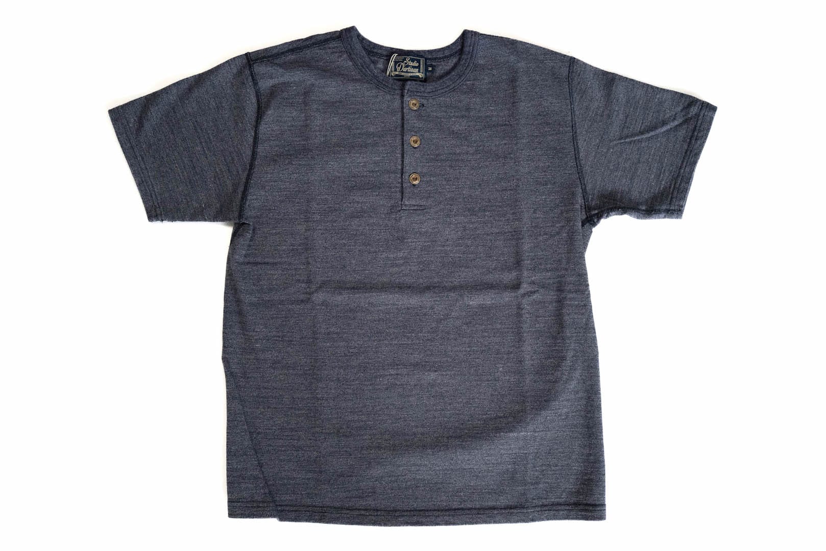 Studio D'Artisan X CORLECTION 7.5oz 'Suvin Gold' Ultimate Loopwheeled Henley Tee (Heather Navy)