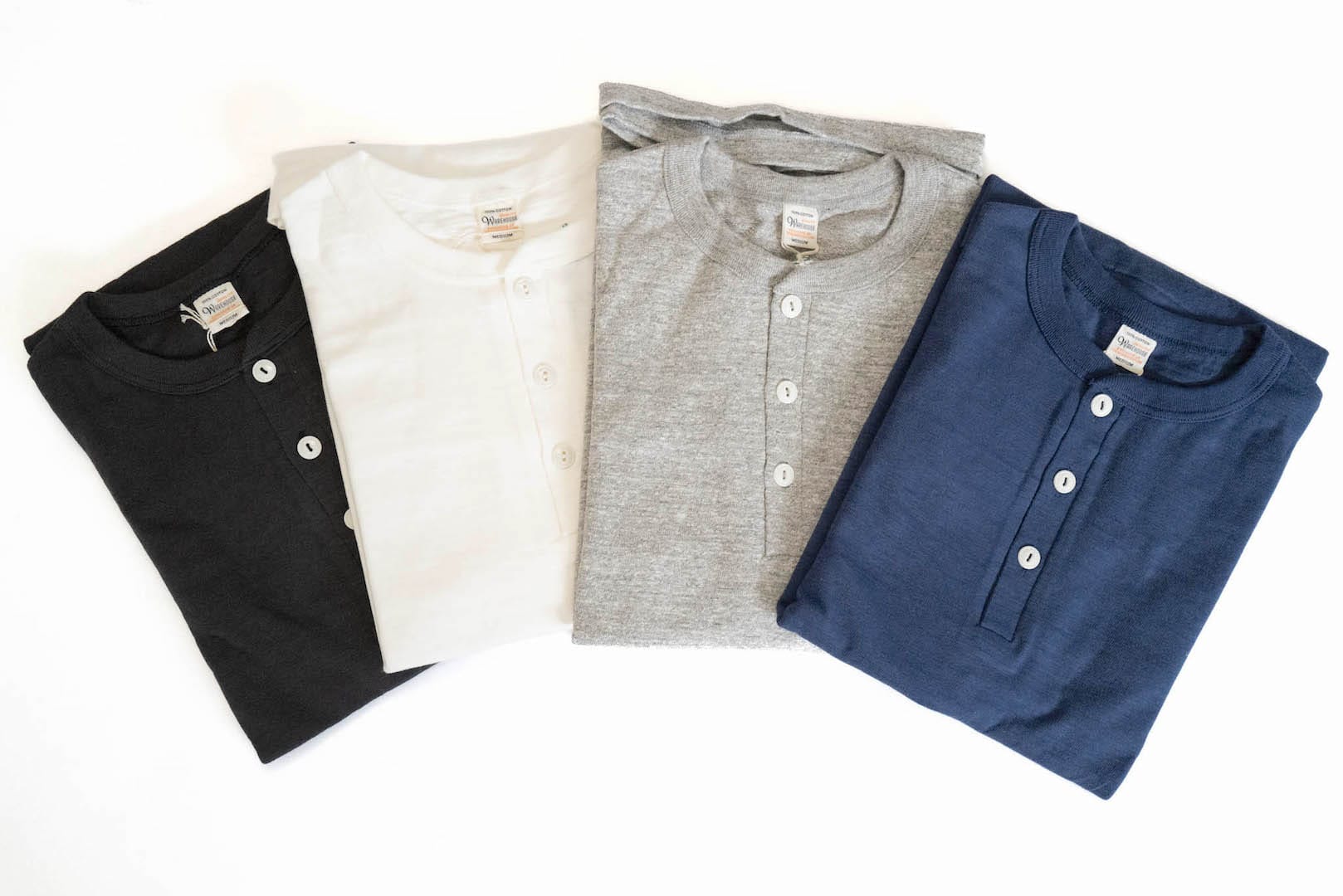 Warehouse 5.5oz "Bamboo Textured" L/S Henley Tee (White)