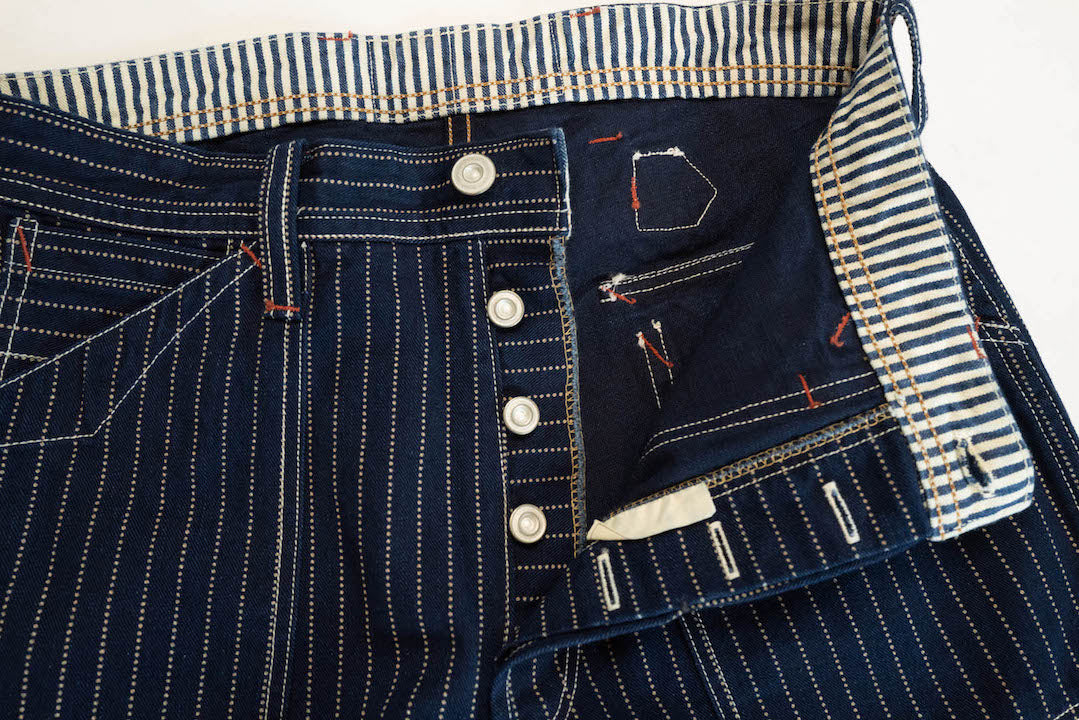 Freewheelers Indigo Wabash "Longshoreman" Trousers (Modern Straight Fit)