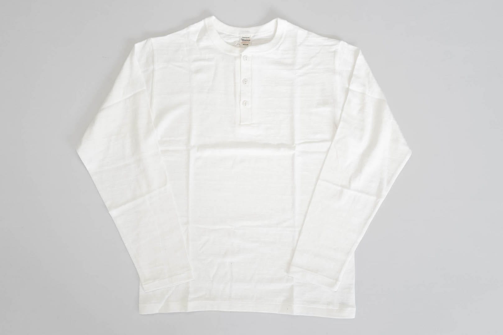 Warehouse 5.5oz "Bamboo Textured" L/S Henley Tee (White)