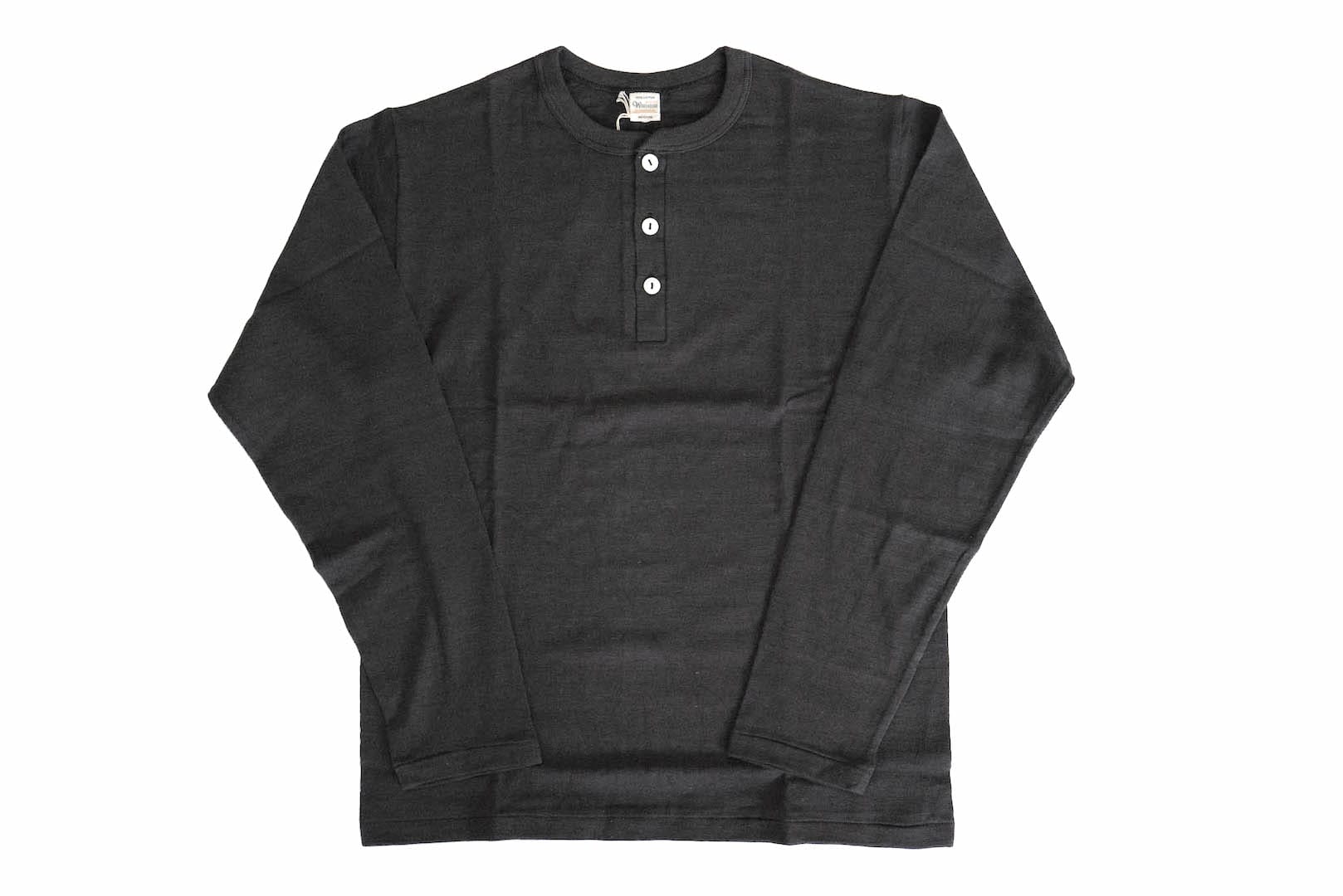 Warehouse 5.5oz "Bamboo Textured" L/S Henley Tee (Black)