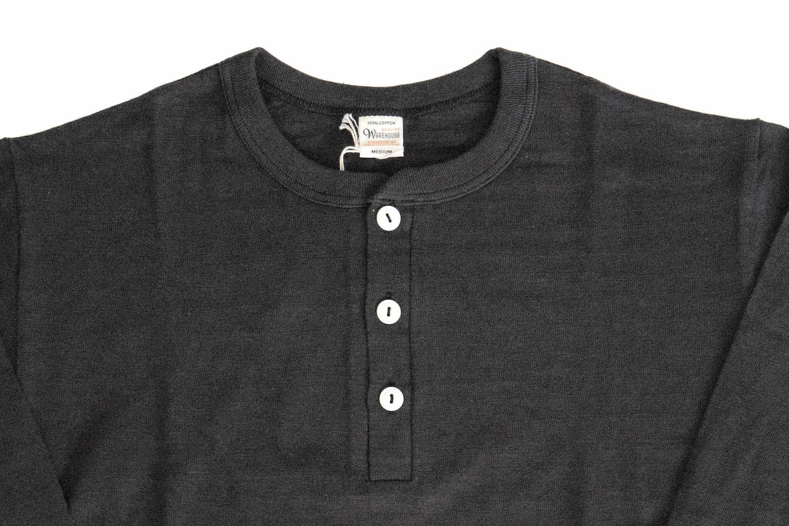 Warehouse 5.5oz "Bamboo Textured" L/S Henley Tee (Black)