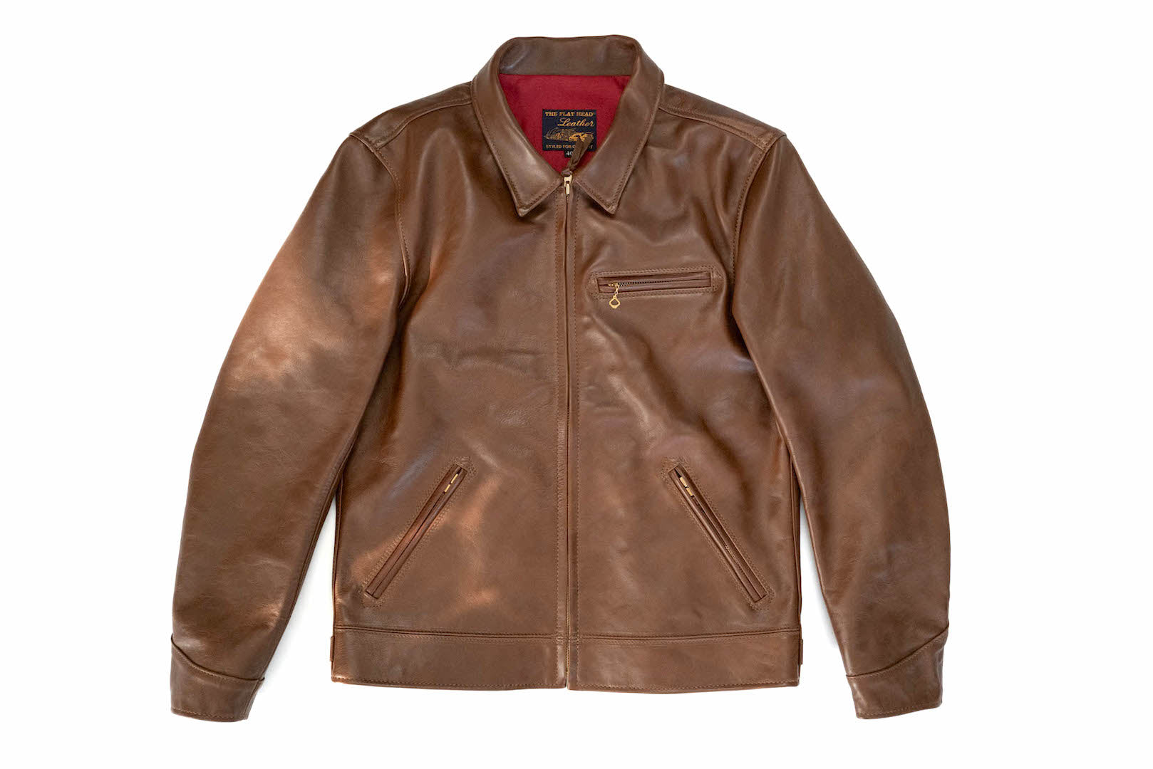 The Flat Head Horsehide 50s Single Riders Jacket (Brown Tea-Cored)