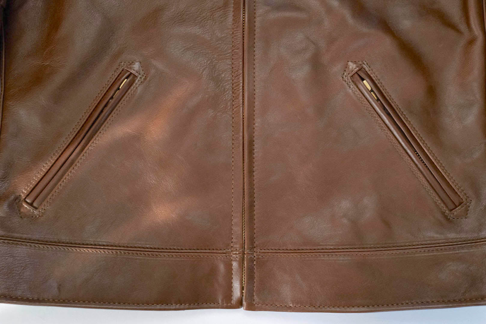 The Flat Head Horsehide 50s Single Riders Jacket (Brown Tea-Cored)