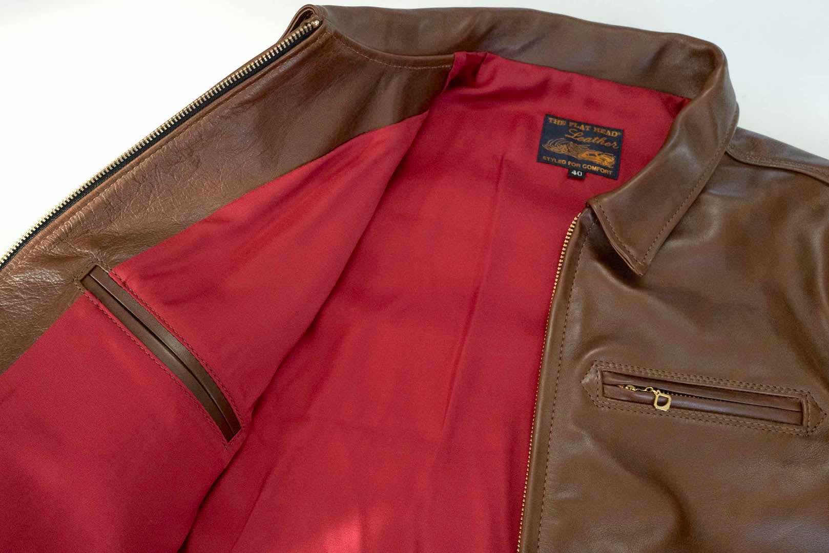 The Flat Head Horsehide 50s Single Riders Jacket (Brown Tea-Cored)