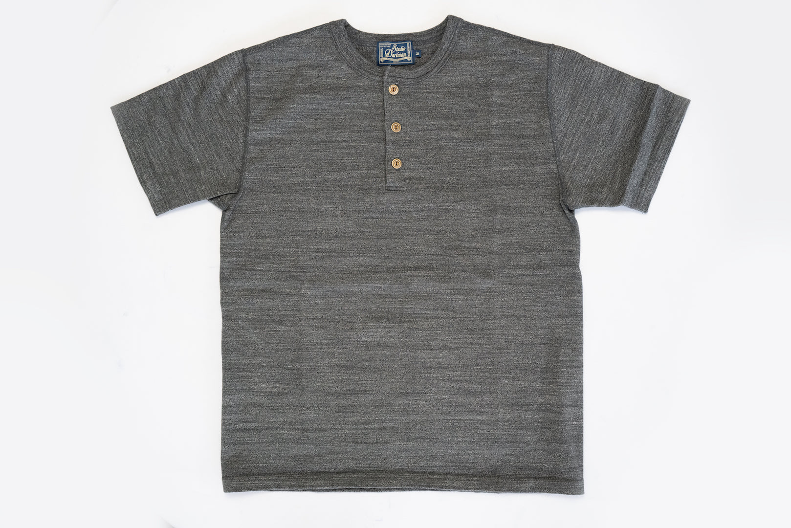 Studio D'Artisan X CORLECTION 7.5oz 'Suvin Gold' Ultimate Loopwheeled Henley Tee (Heather Ink)