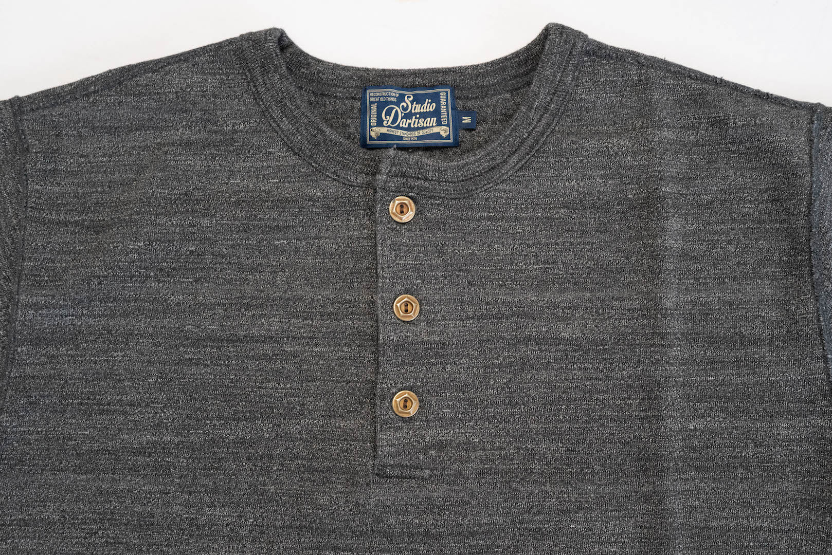 Studio D'Artisan X CORLECTION 7.5oz 'Suvin Gold' Ultimate Loopwheeled Henley Tee (Heather Ink)
