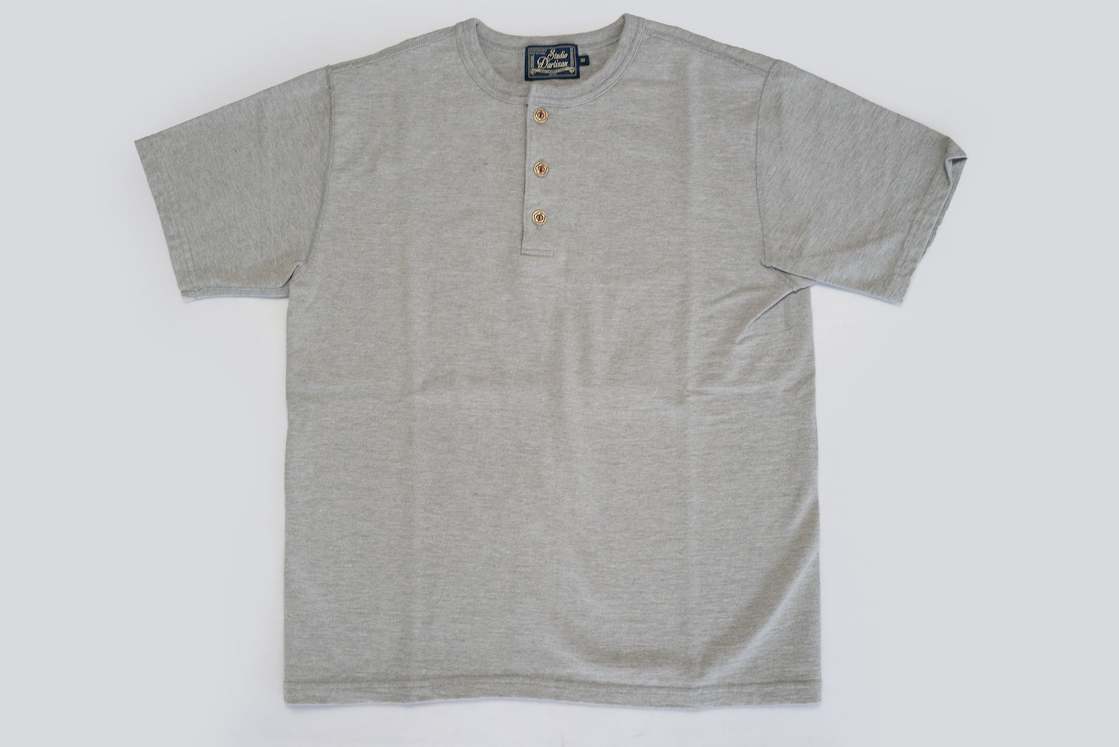 Studio D'Artisan X CORLECTION 7.5oz 'Suvin Gold' Ultimate Loopwheeled Henley Tee (Heather Grey)
