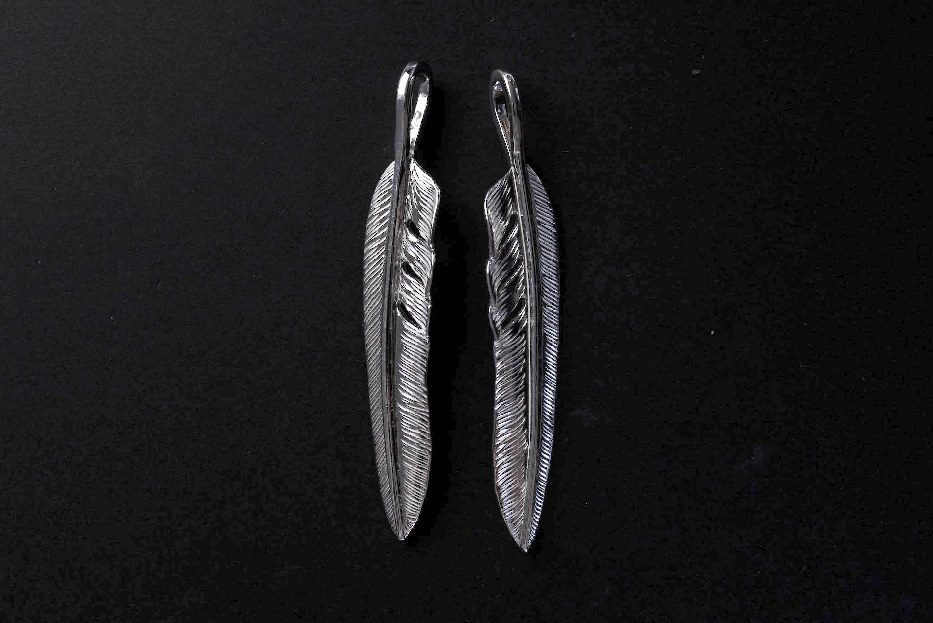 First Arrow's Large "Kazekiri" Silver Feather Pendants (P-428)
