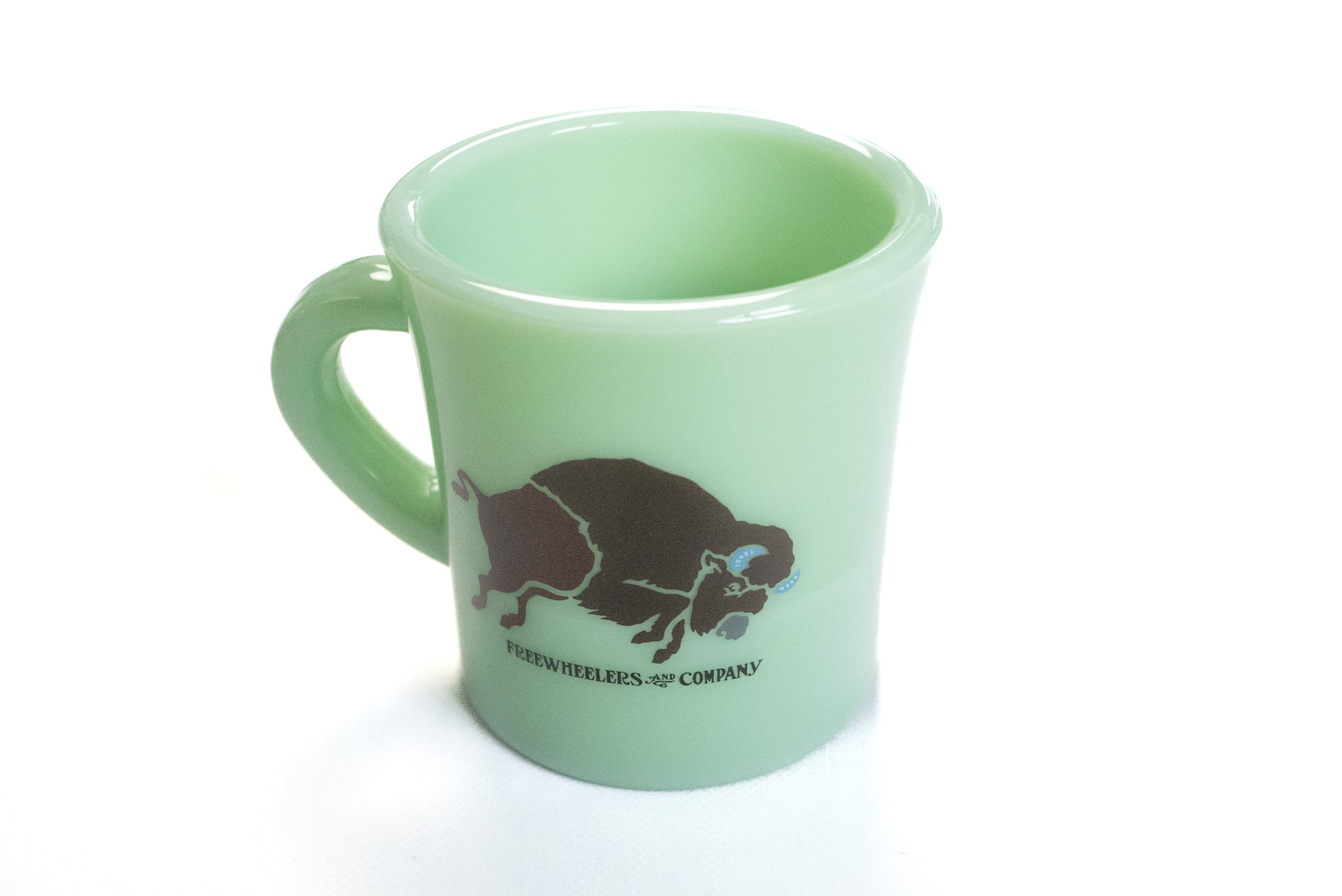 Freewheelers "Buffalo" Old Milk Glass Mug (Jade-Ite)