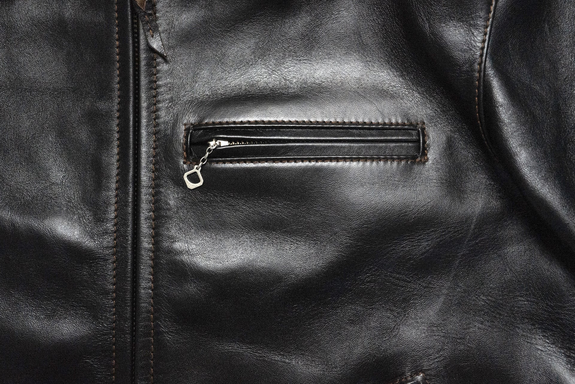 The Flat Head Horsehide Quilted Single Riders Jacket  (Black Tea-cored)