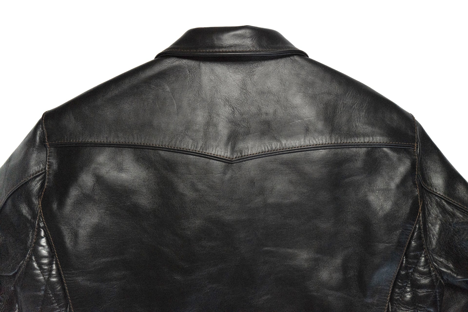 The Flat Head Horsehide Quilted Single Riders Jacket  (Black Tea-cored)