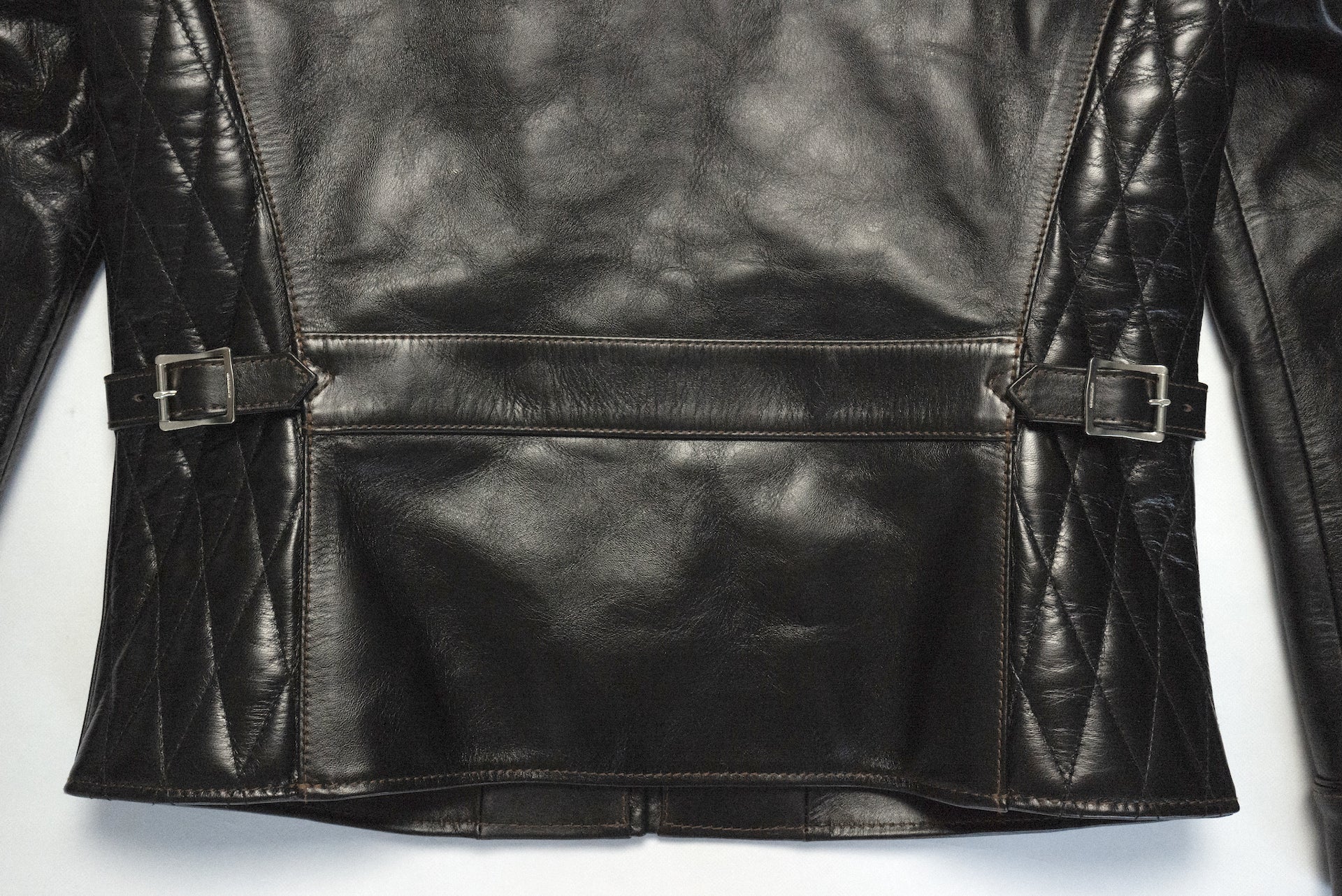 The Flat Head Horsehide Quilted Single Riders Jacket  (Black Tea-cored)