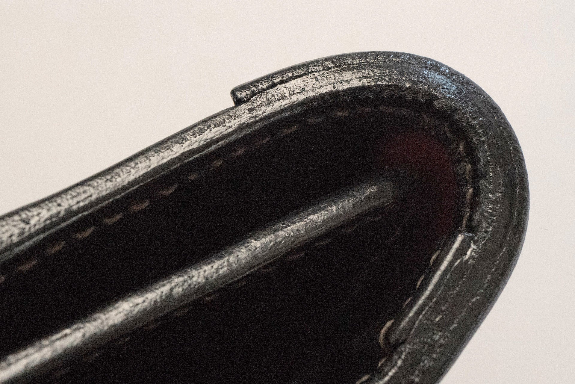 The Flat Head Full Grain Cowhide Semi-Long Wallet (Pure Black)