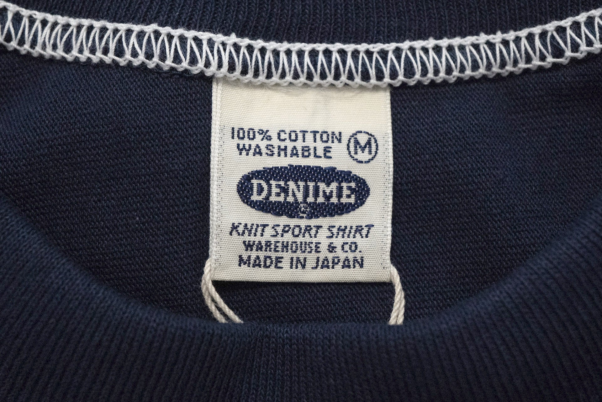 Denime X Warehouse Co. 7oz Loopwheeled Football Tee (Navy)