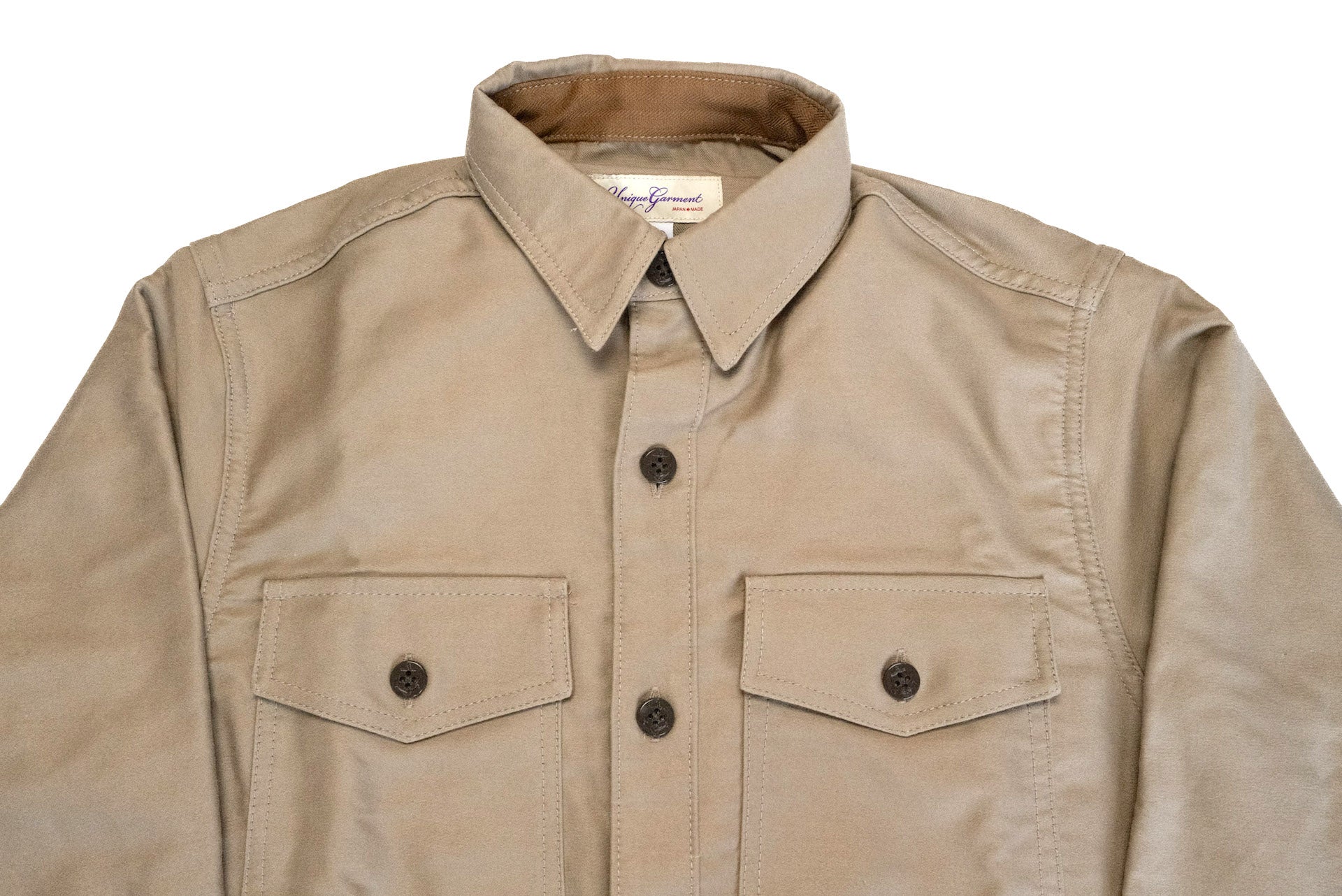 Unique Garment 'Deck Master' Moleskin C.P.O Jacketed Shirt (Sand Beige)