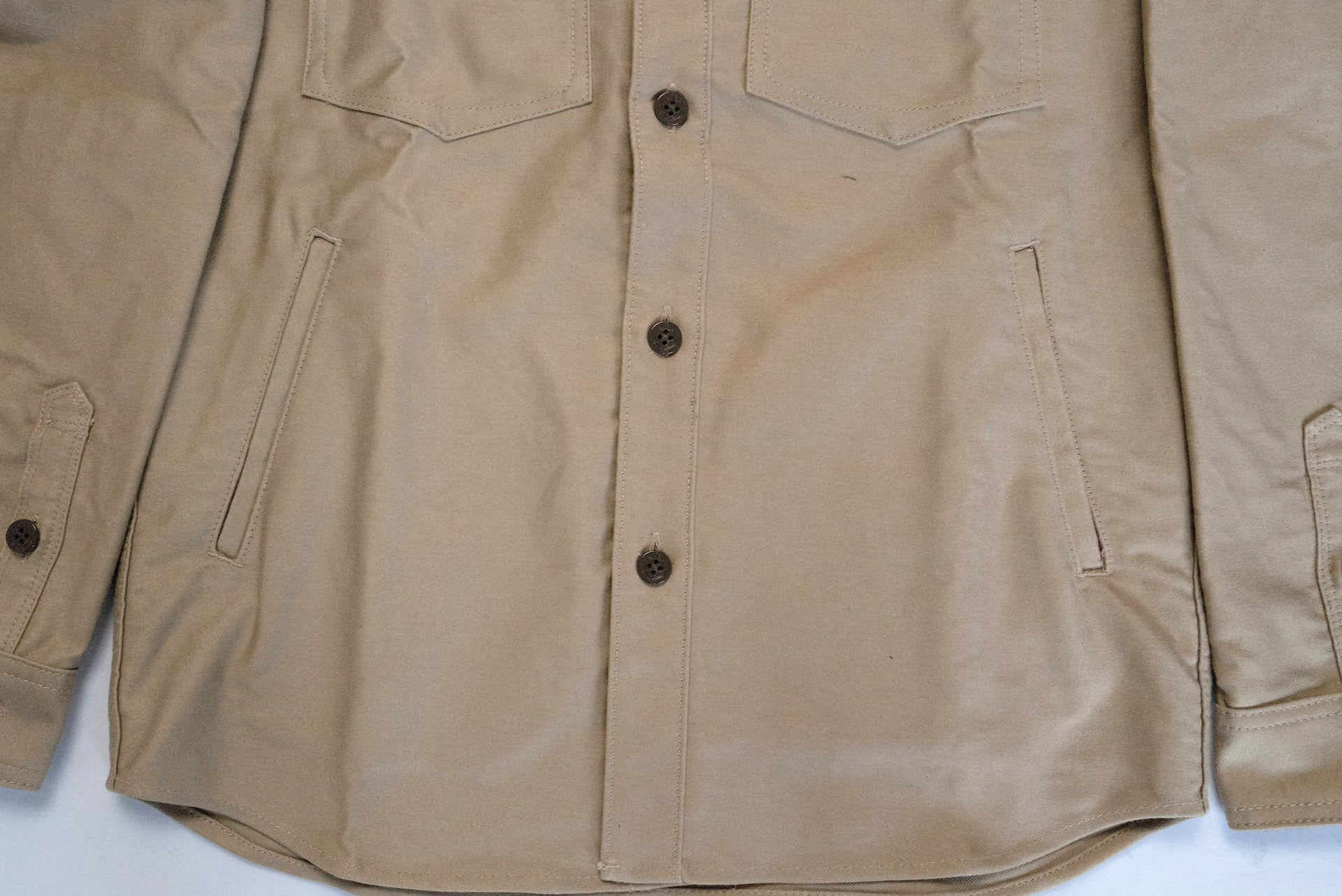 Unique Garment 'Deck Master' Moleskin C.P.O Jacketed Shirt (Sand Beige)