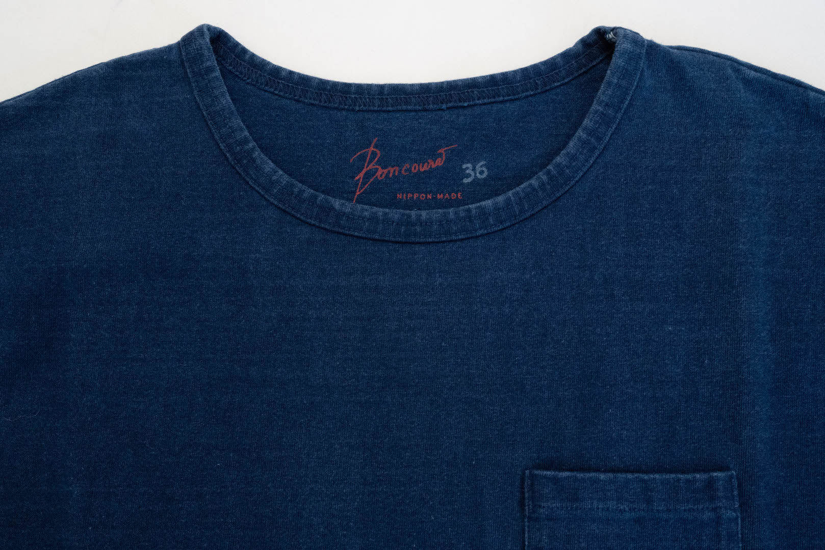 Boncoura 10oz Ultra heavy Loopwheeled Pocket Tee (Natural Indigo)