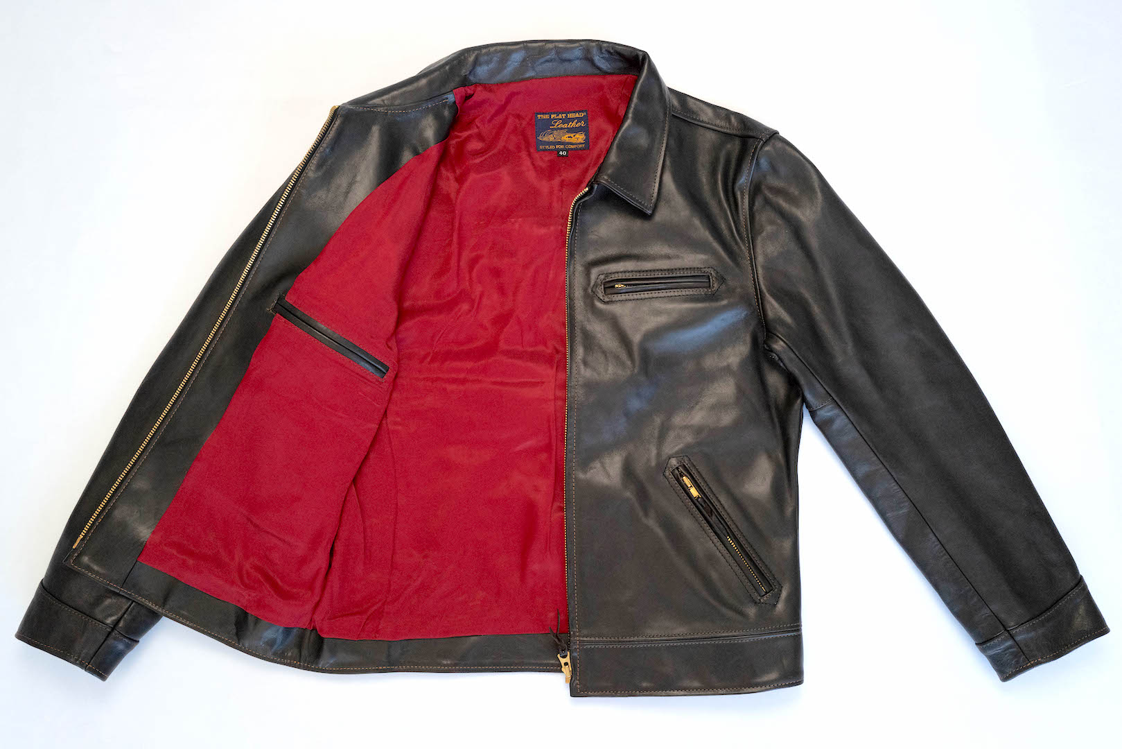 The Flat Head Horsehide 50s Single Riders Jacket (Black Tea-Cored)
