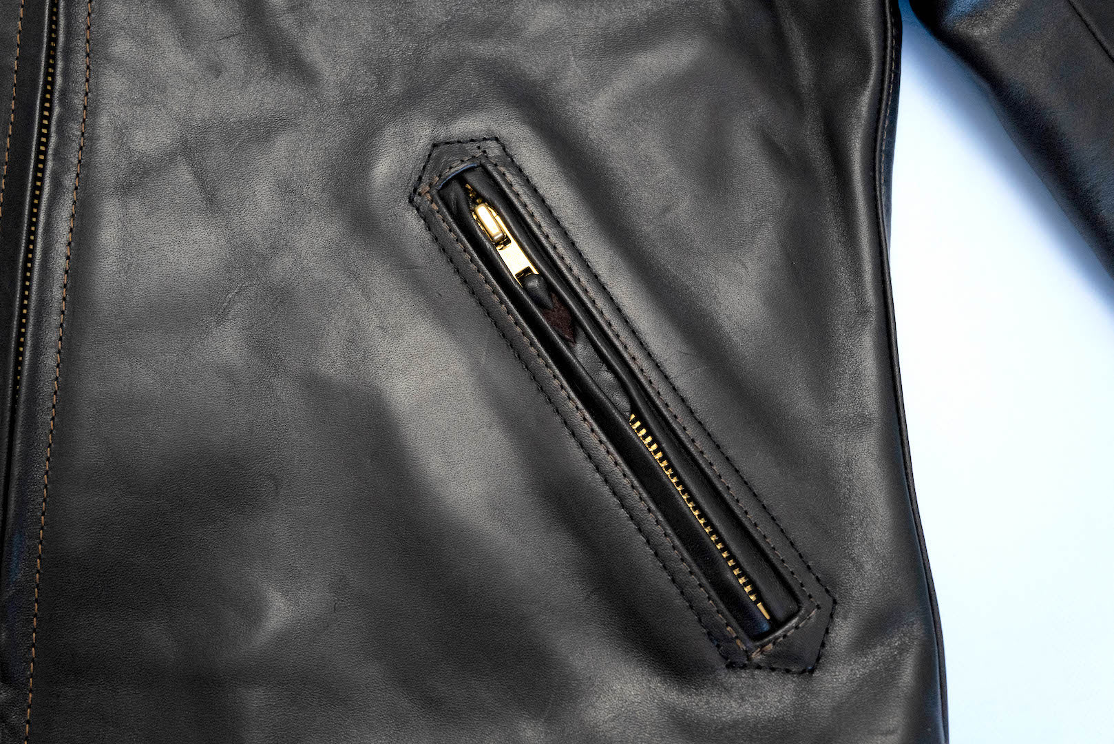 The Flat Head Horsehide 50s Single Riders Jacket (Black Tea-Cored)