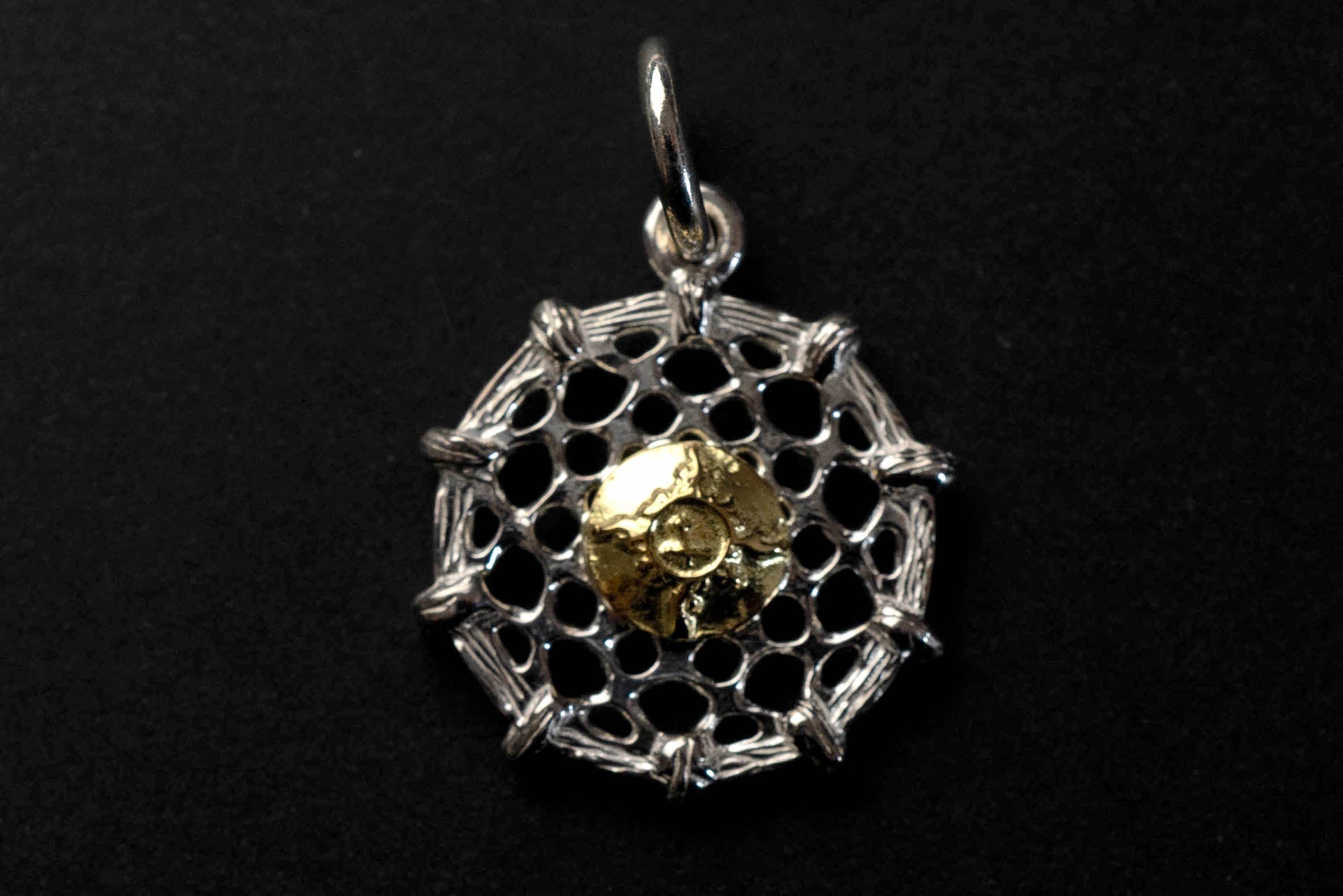 First Arrow's Small "Dream Catcher" Pendant With 18K Gold Emblem (P-726)