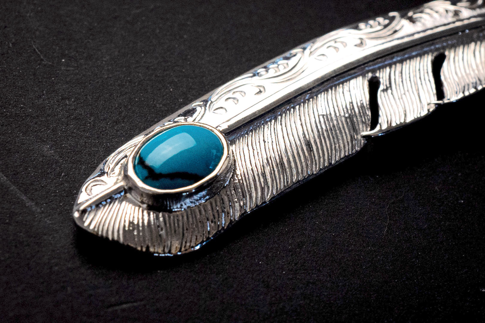 First Arrow's Large "Cloudy" Silver Pendant With Turquoise Limited Edition (CR-003)