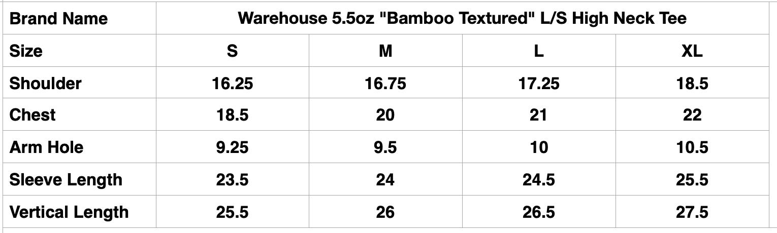 Warehouse 5.5oz "Bamboo Textured" L/S High Neck Tee (Heather Grey)