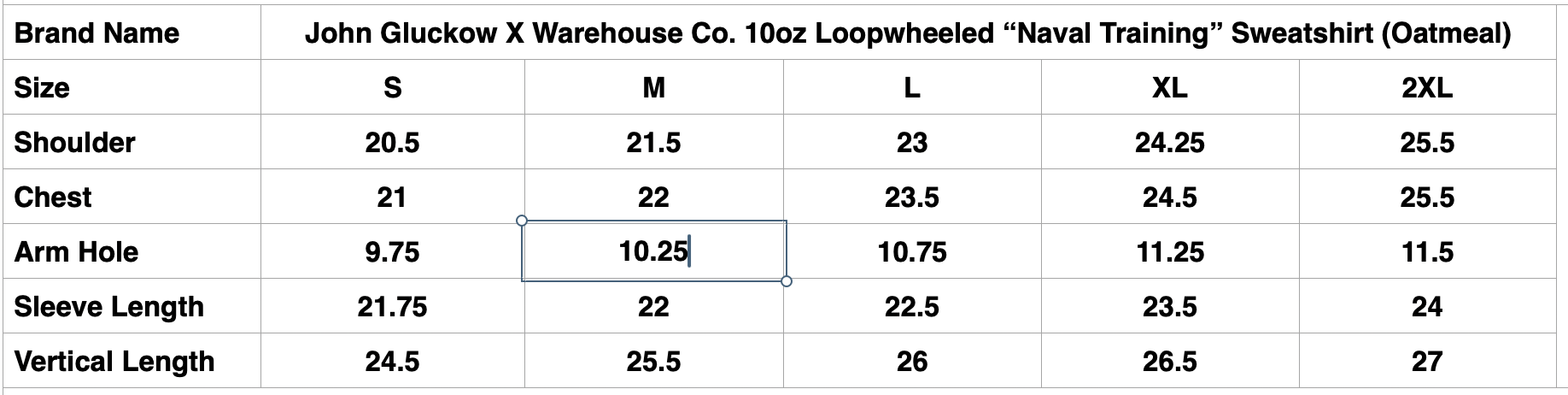 John Gluckow X Warehouse Co. 10oz Loopwheeled "Naval Training" Sweatshirt (Oatmeal)