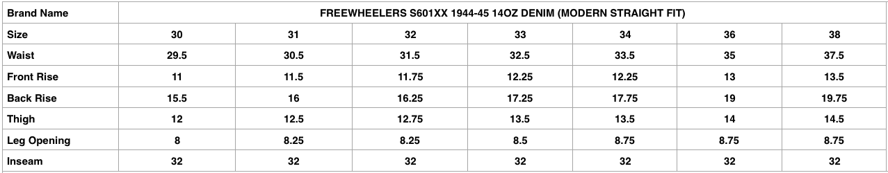 Freewheelers S601XX 1944-45 14oz Denim (Modern Straight Fit)