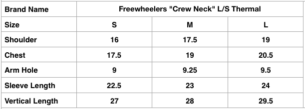 Freewheelers "Crew Neck" L/S Thermal (Black)
