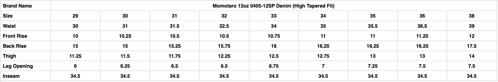 Momotaro 12oz 0405-12SP Denim (High Tapered Fit)