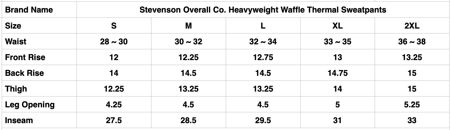 Stevenson Overall Co. Heavyweight Waffle Thermal Sweatpants (Black)