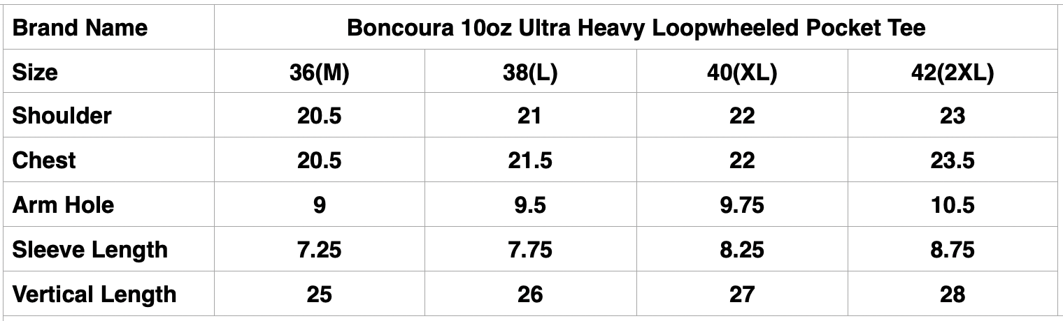 Boncoura 10oz Ultra Heavy Loopwheeled Pocket Tee (Black)